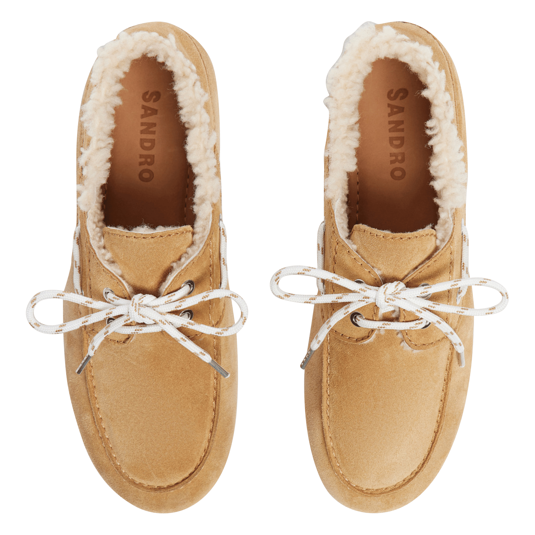 Effen leren mocassins met veters SANDRO Bruin