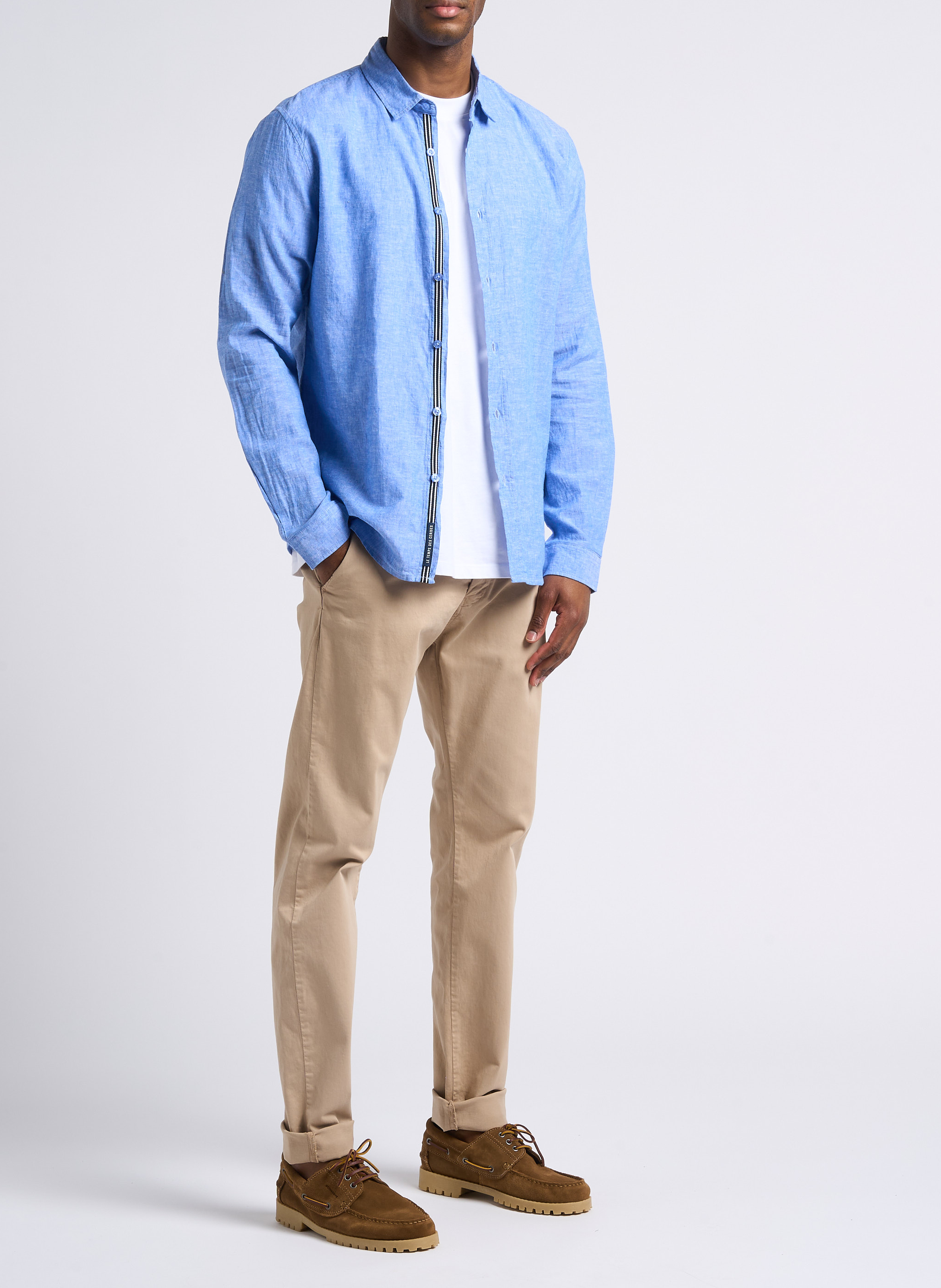 Regular-Fit-Hemd aus Leinen und Baumwolle LE TEMPS DES CERISES Blau