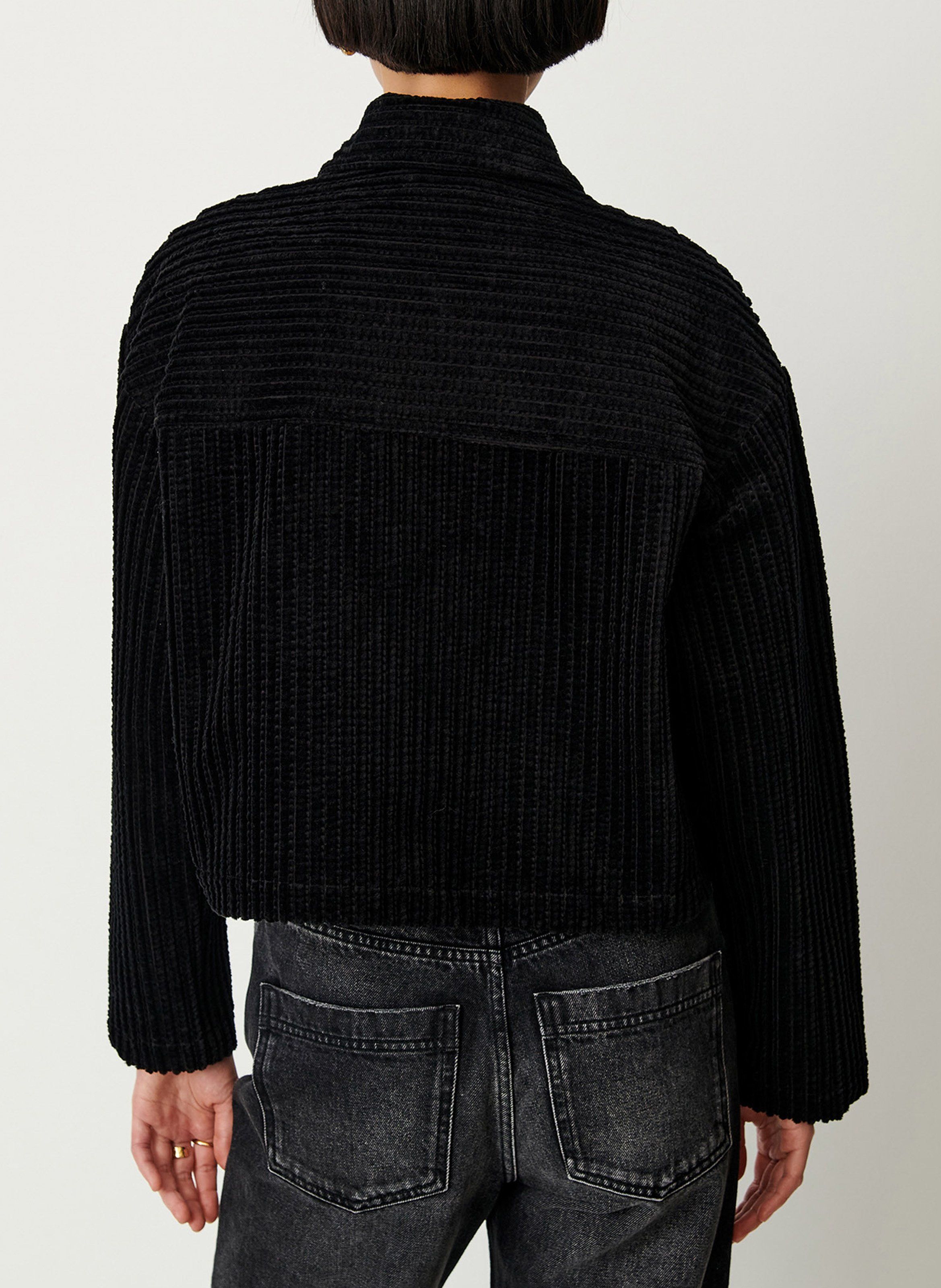Veste courte en coton mélangé côtelé SESSUN Noir