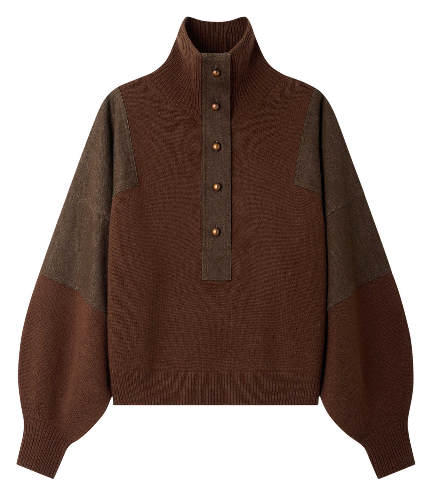 Oversize high-neck wool sweater SESSUN Brown