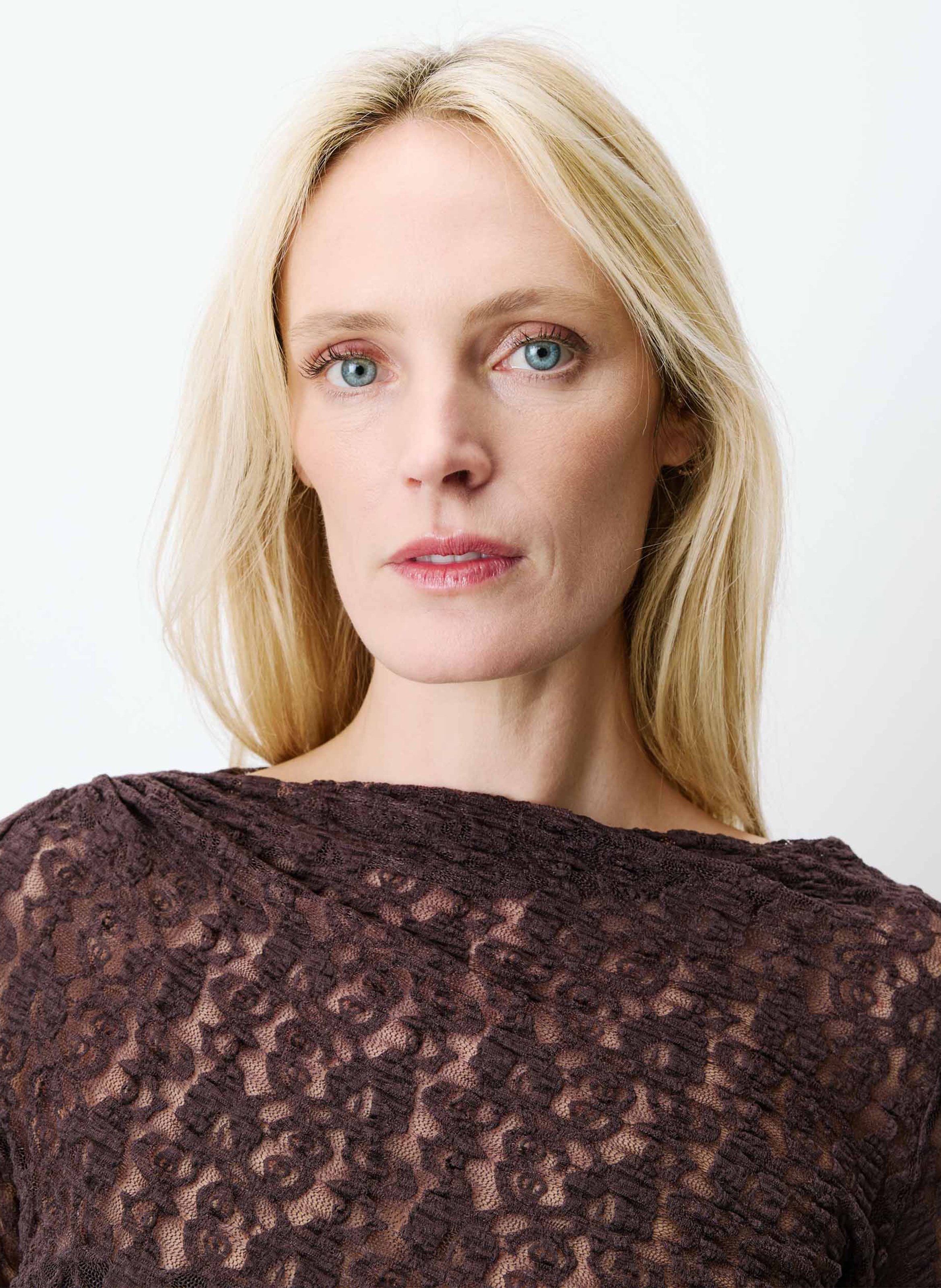 Straight round-neck lace top | Brown GRACE ET MILA Women