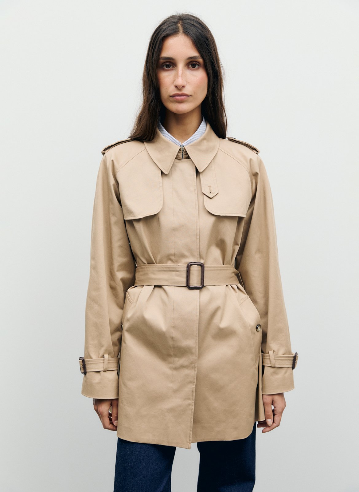 Buttoned belted trench coat GERARD DAREL Beige