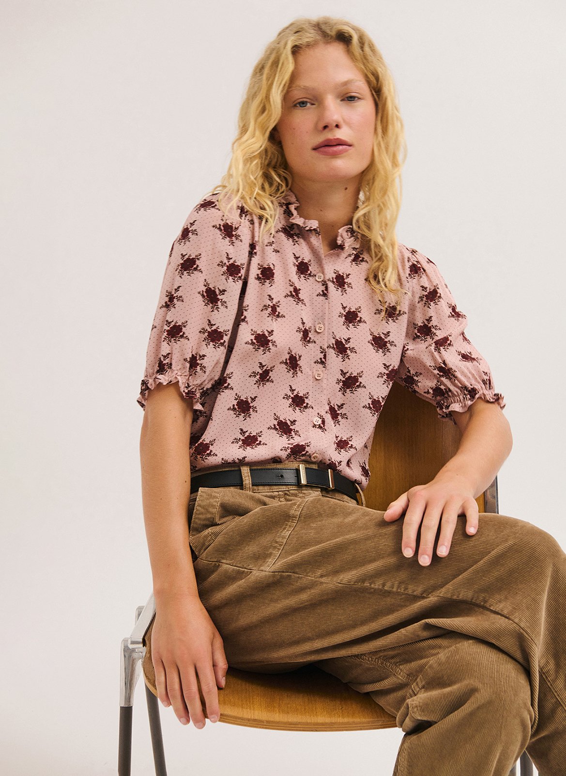 Straight shirt with high collar PABLO Pink