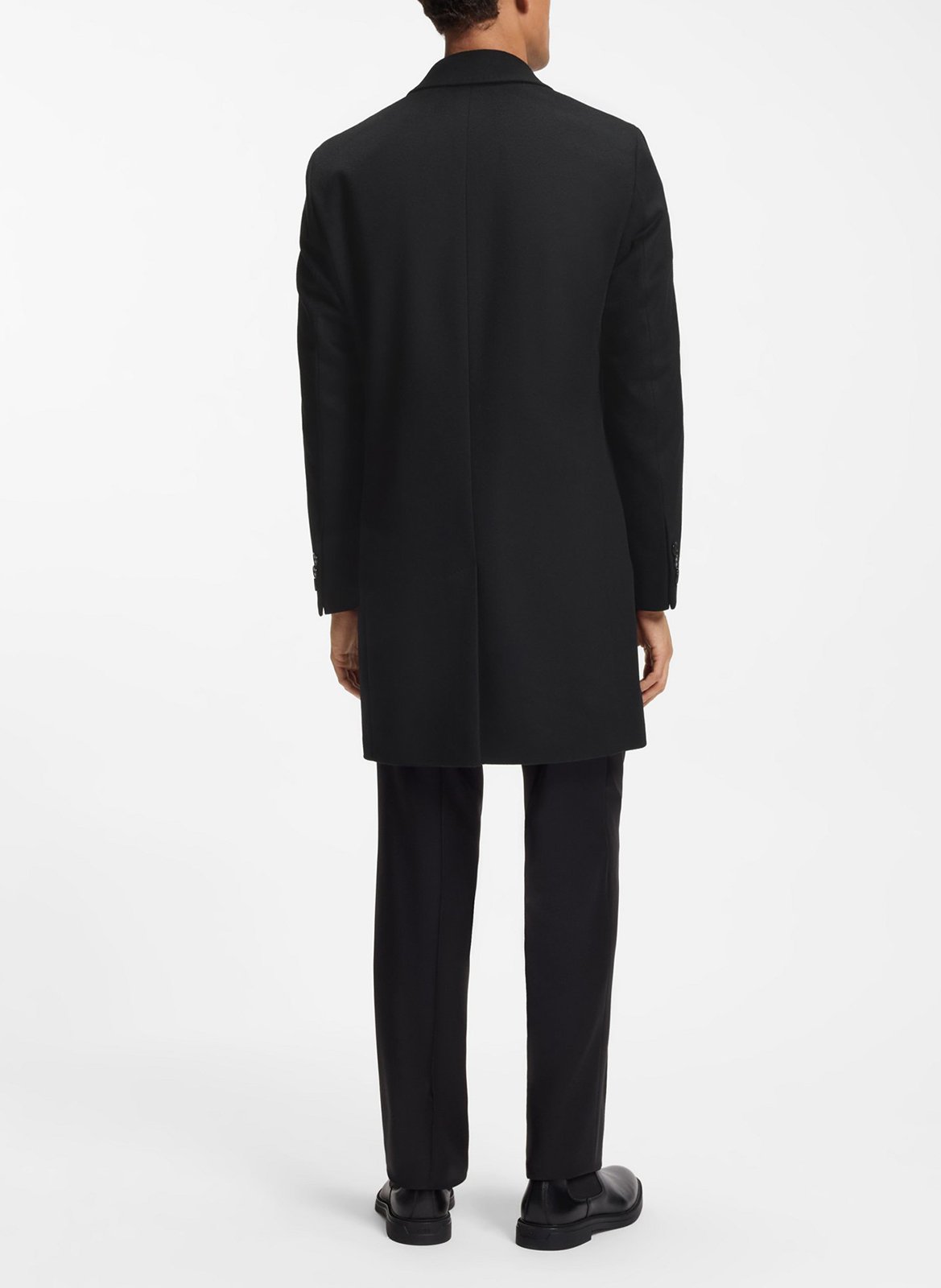 Straight coat with tailored collar in blended recycled wool BOSS Black