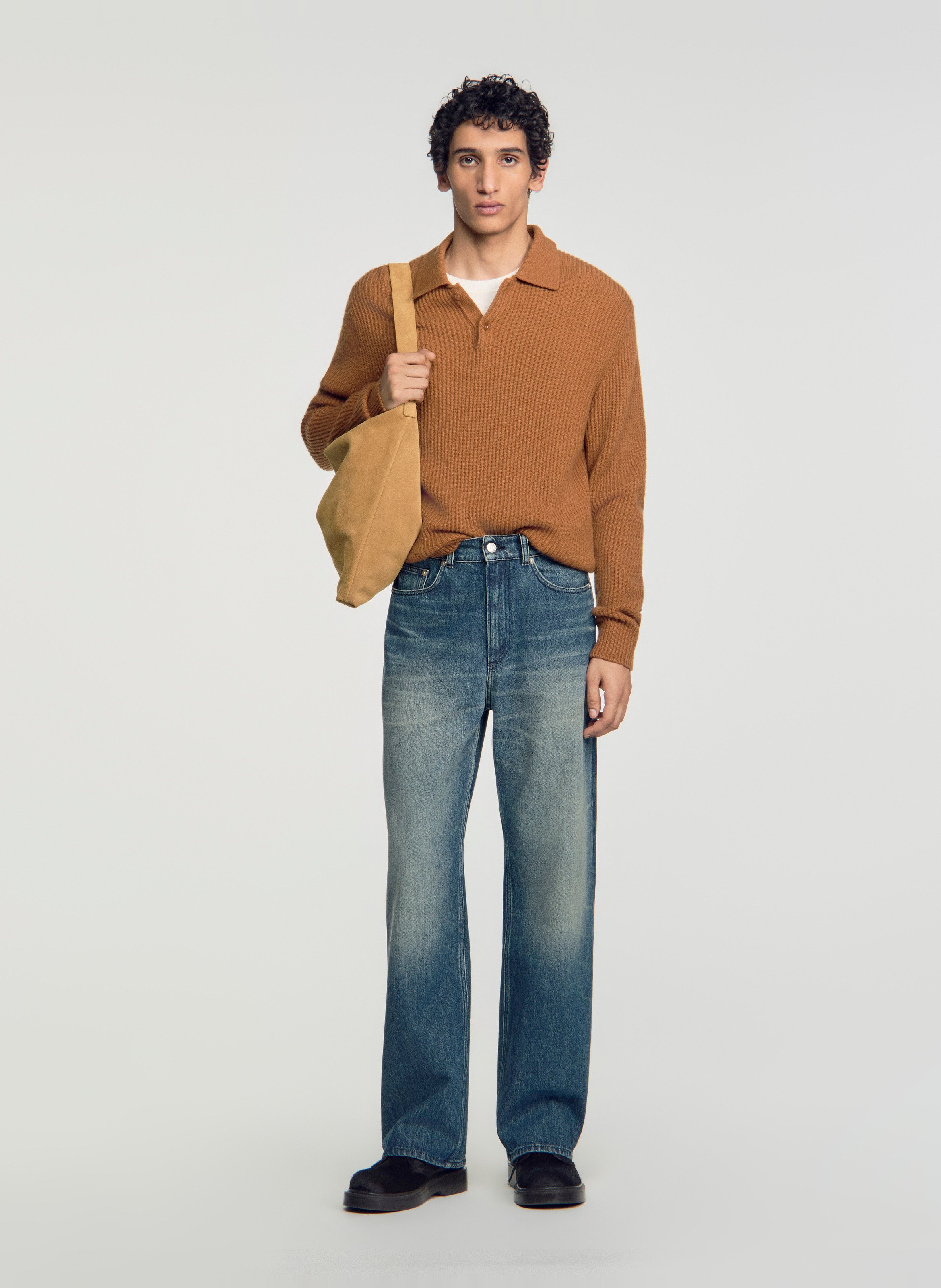 Jean droit en coton SANDRO Bleu