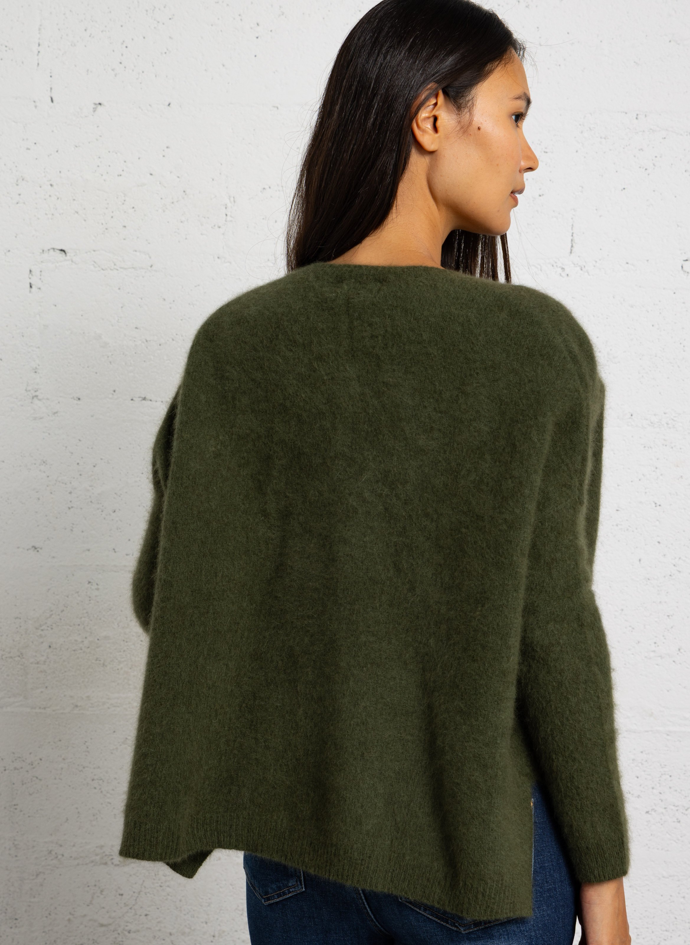 Pull col V en laine BELLA JONES Vert