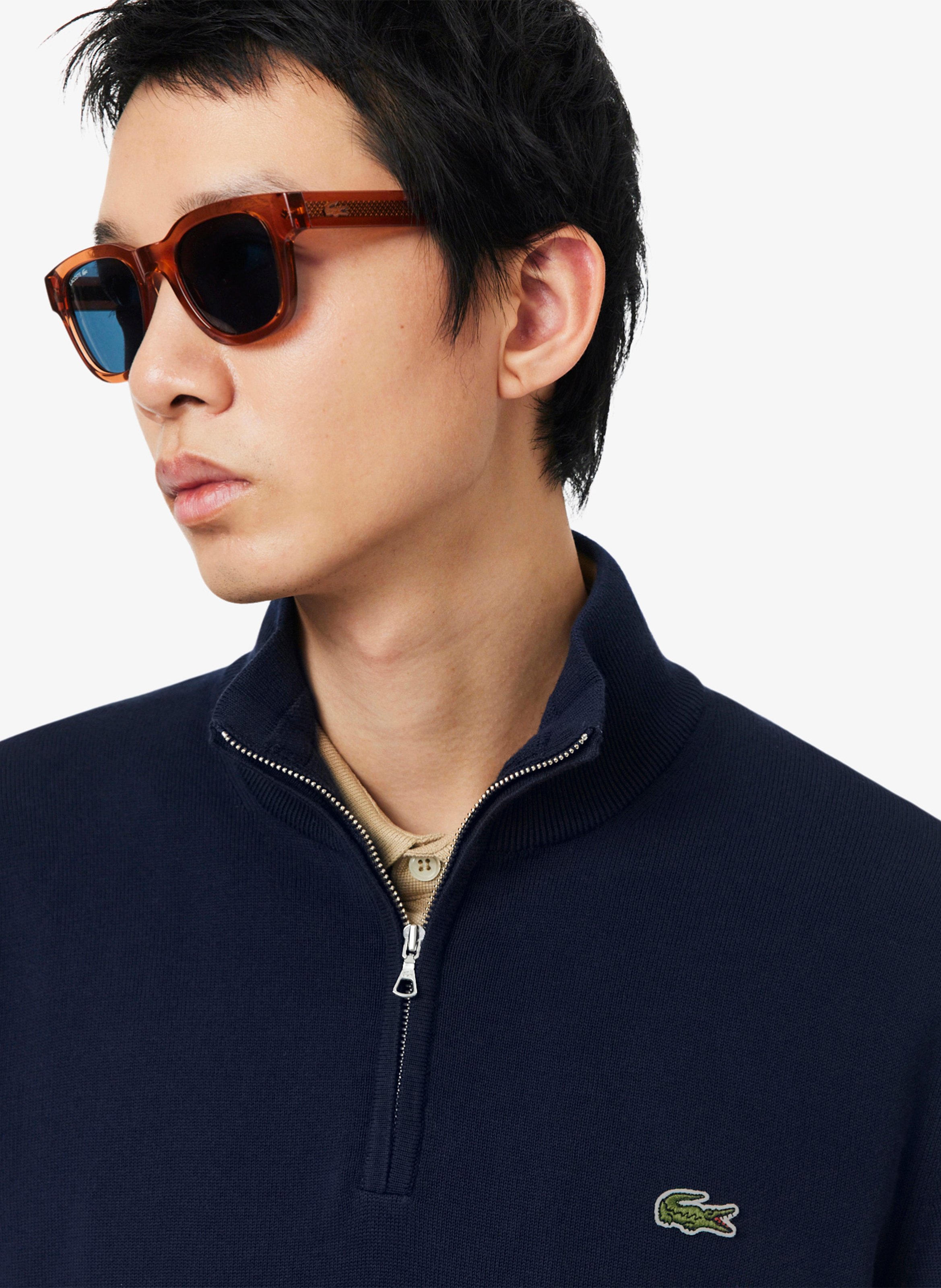 Trui met kraag met rits LACOSTE Blauw
