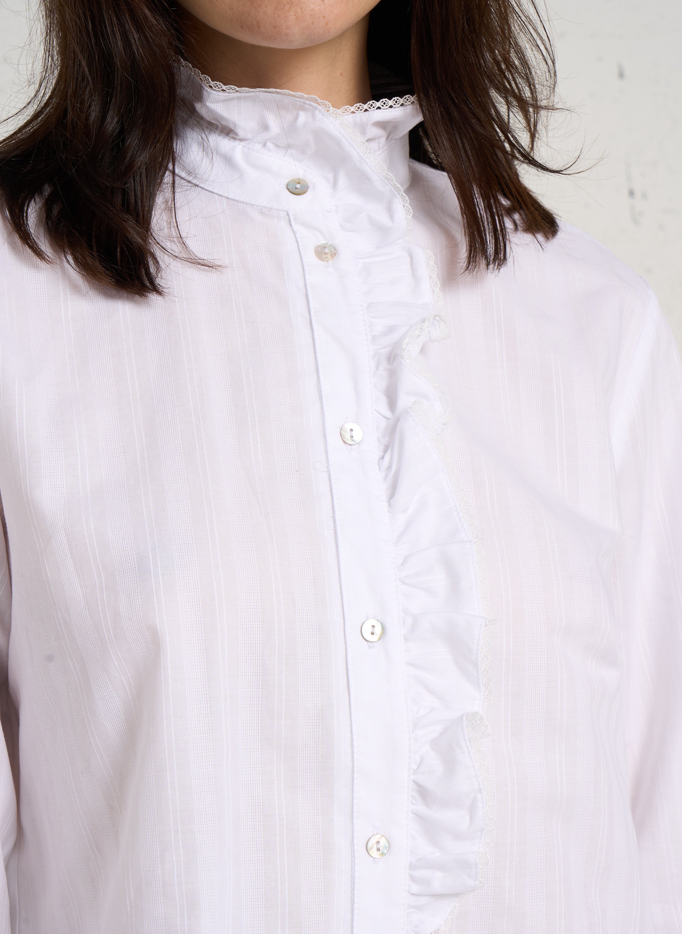 Rechte blouse met geborduurde Mao-kraag van katoen HOD PARIS Wit