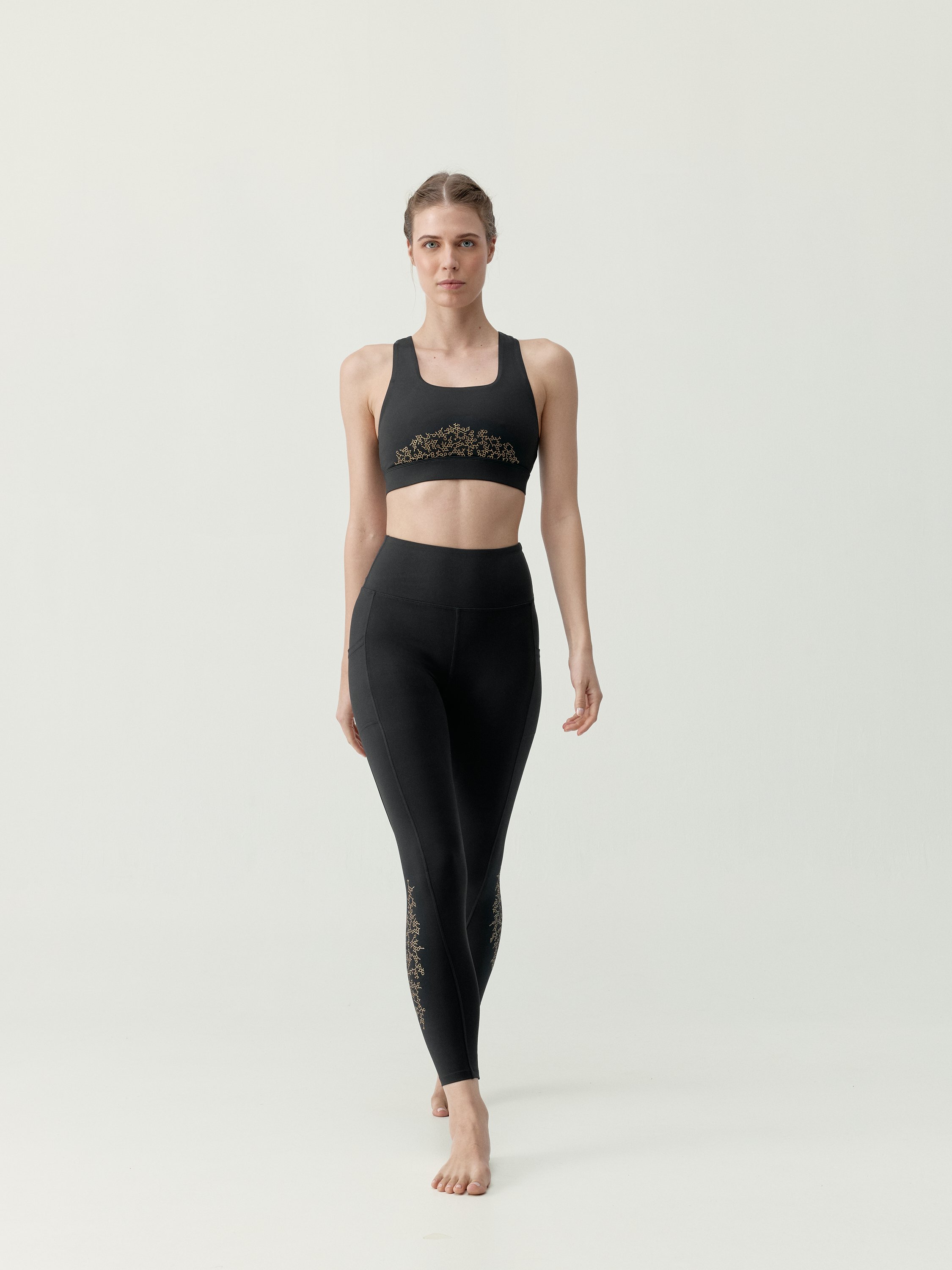 Women's high-waisted sports leggings with pockets BORN Black