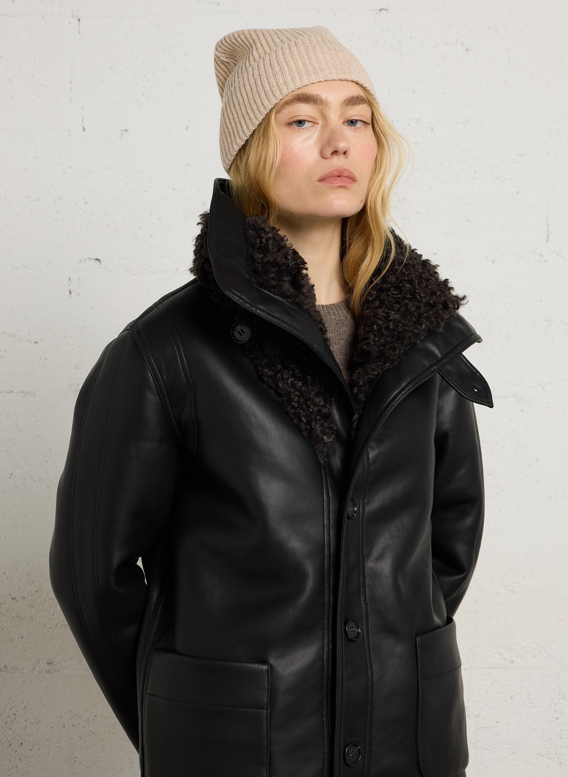 Veste droite col montant LEON & HARPER Noir