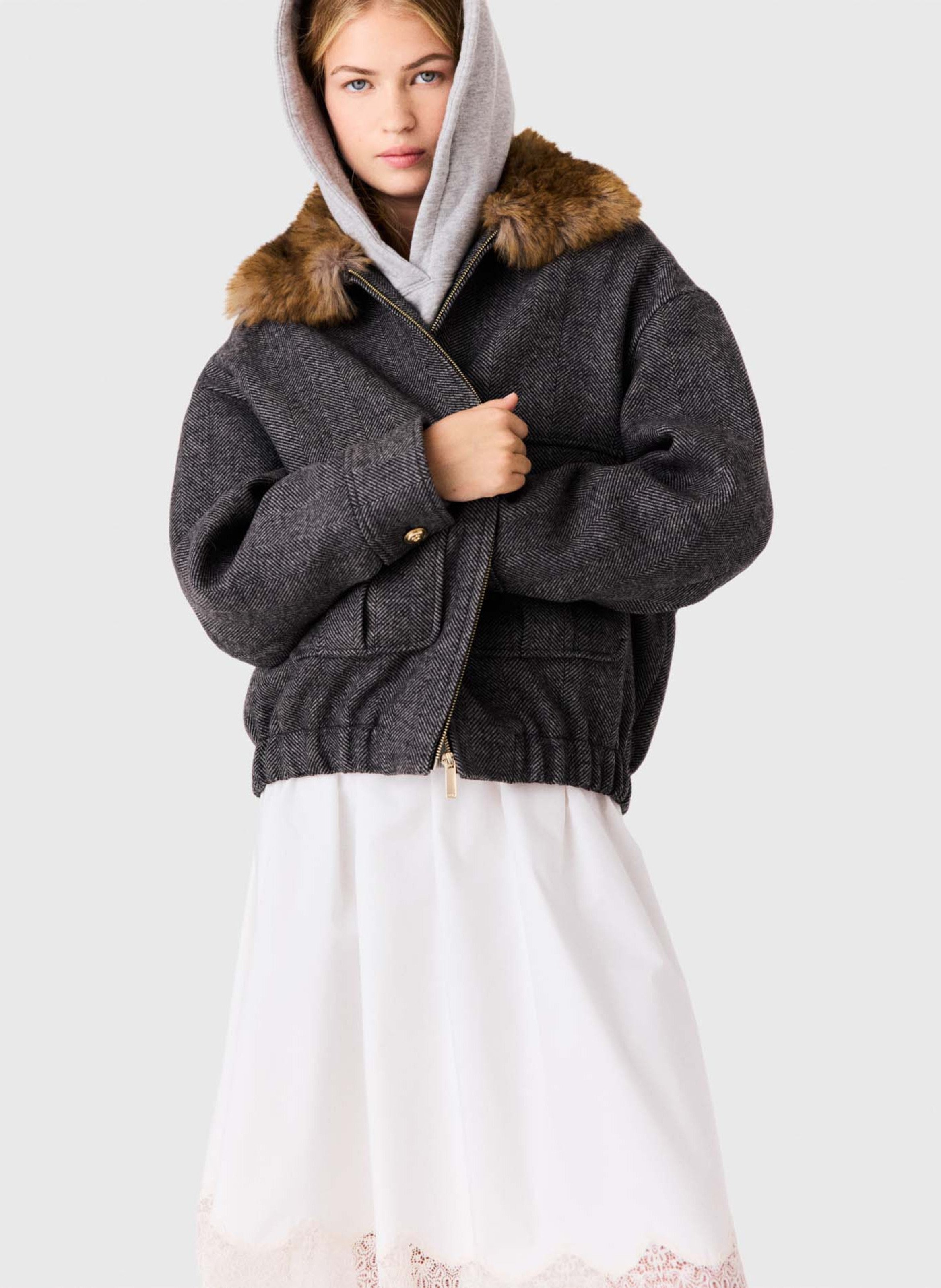 Oversized wool-blend jacket MAJE Grey