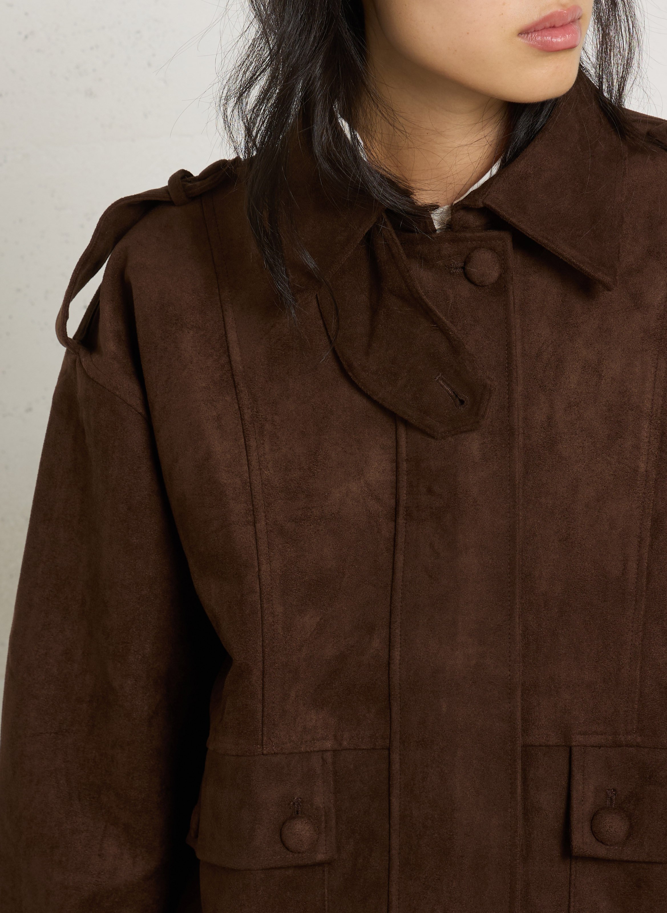 Oversized suede jacket LA PETITE ETOILE Brown