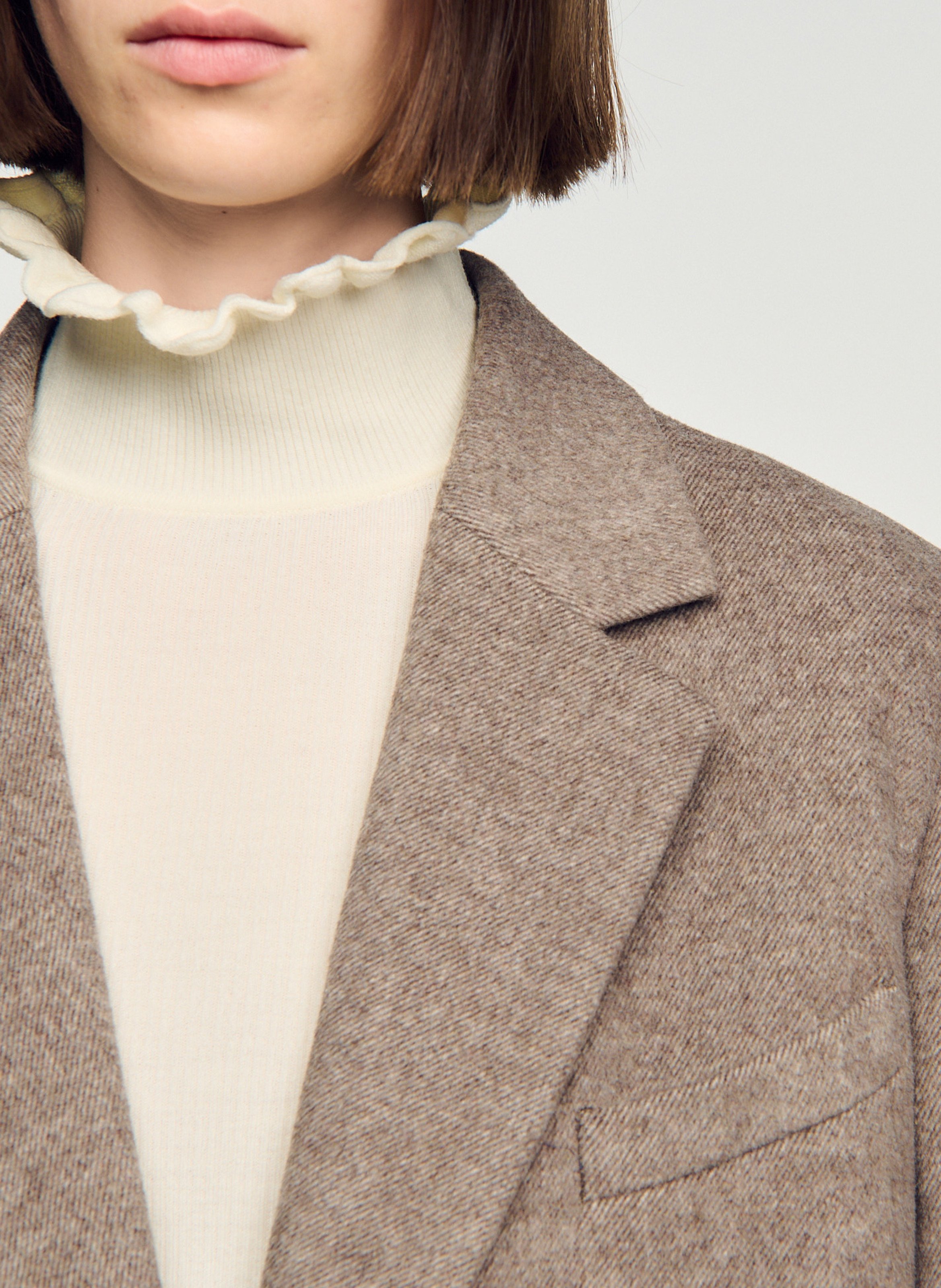 Wollmix-Mantel mit Reverskragen SANDRO Beige