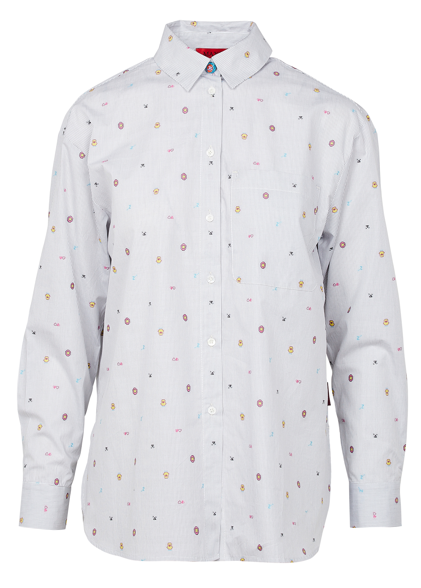 Embroidered cotton shirt with classic collar MAX&Co. Grey