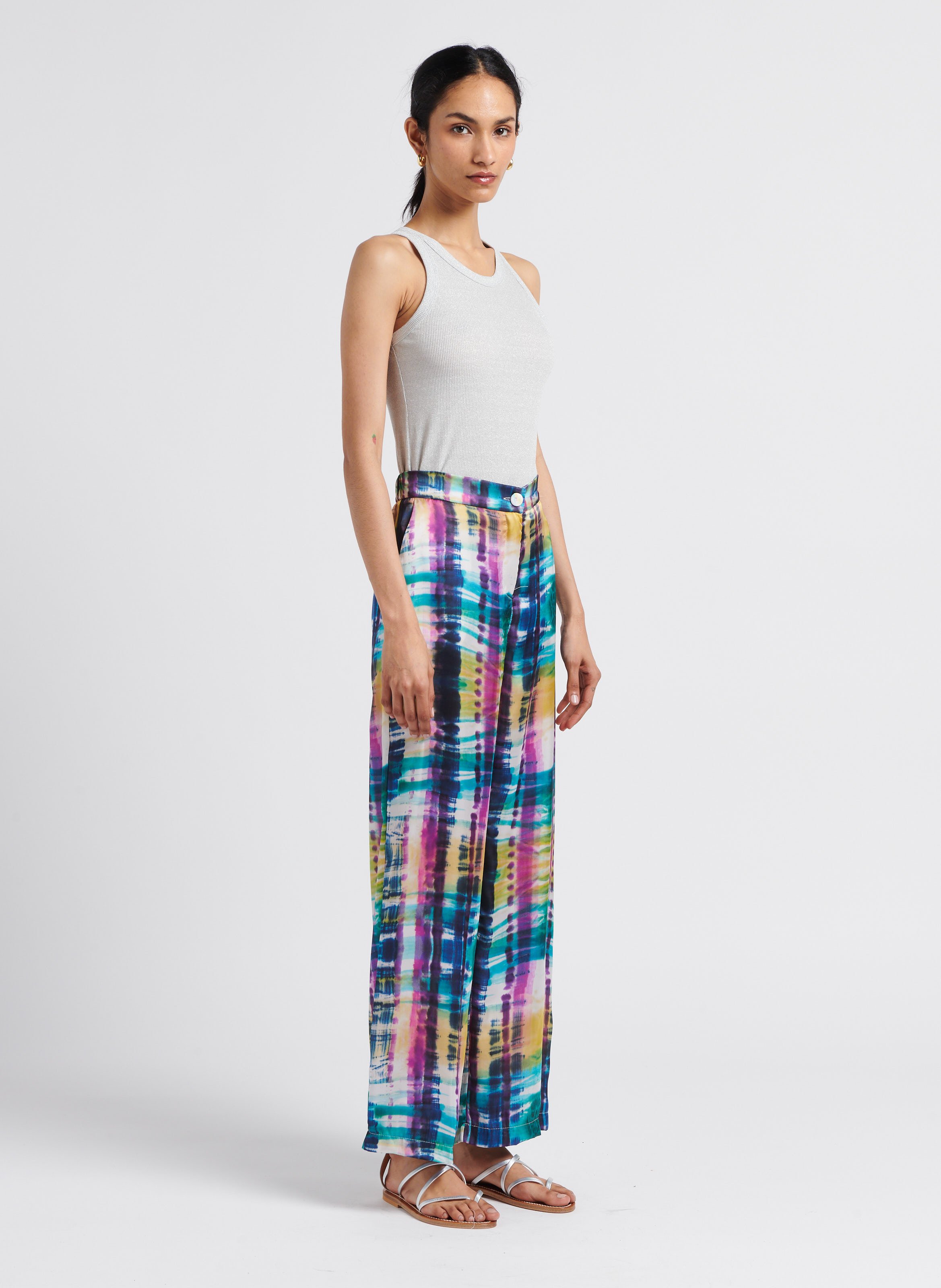 Flat leather sandals K JACQUES Silver