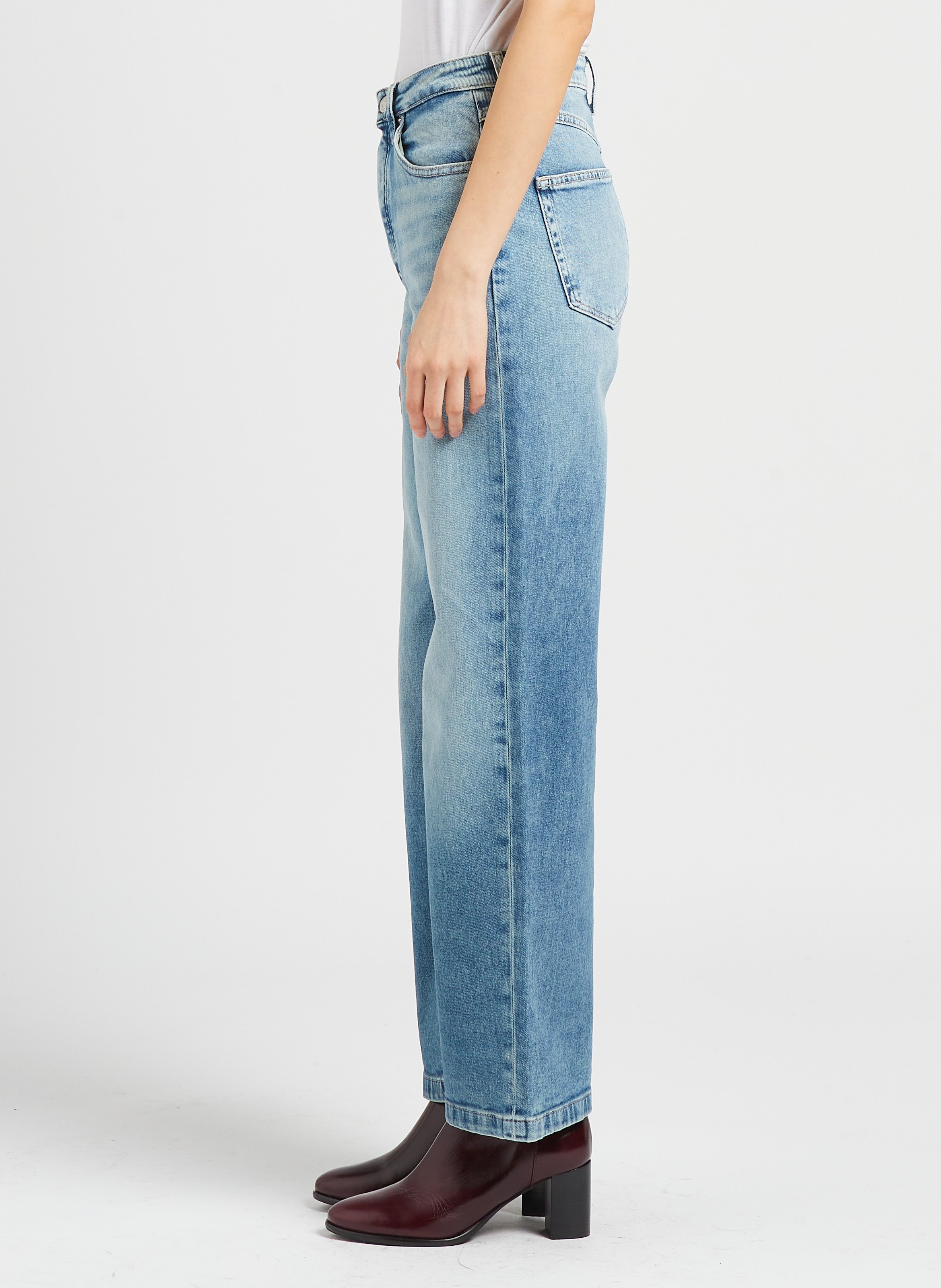 Jean droit taille haute en coton mélangé TOMMY HILFIGER Bleu