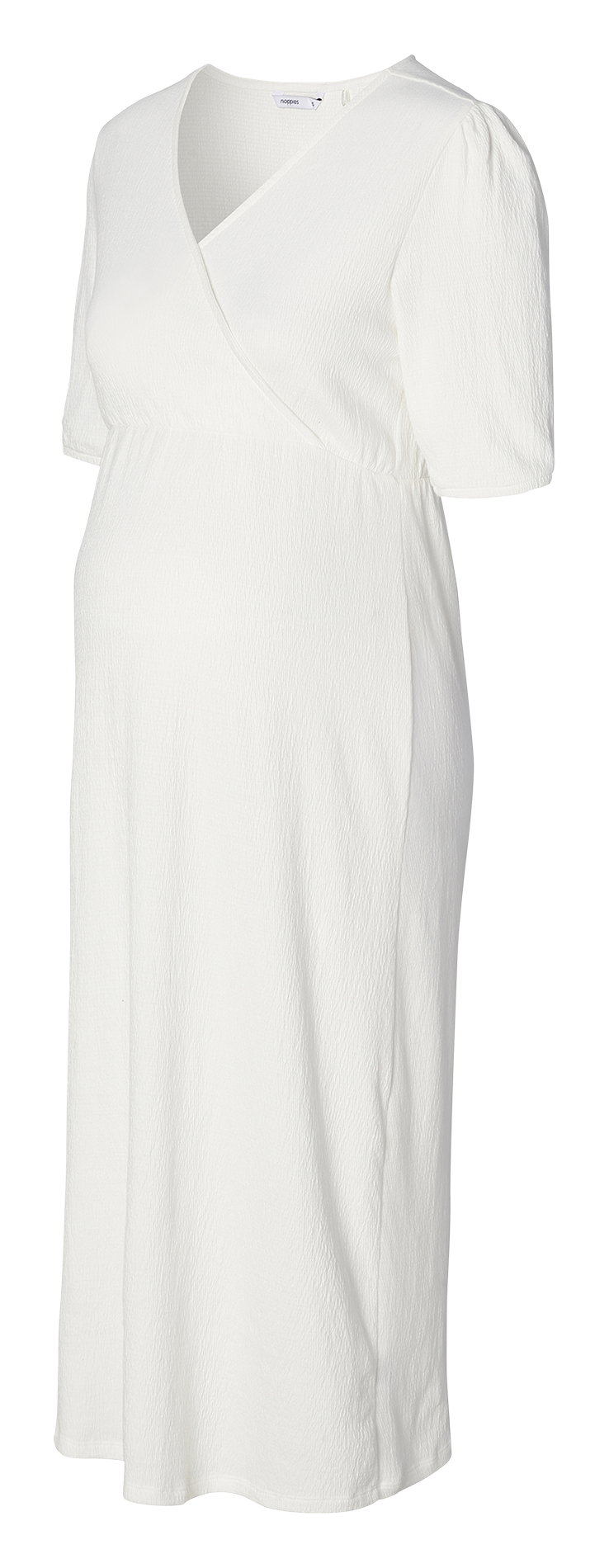 Robe midi de maternité col V en coton bio  NOPPIES Blanc