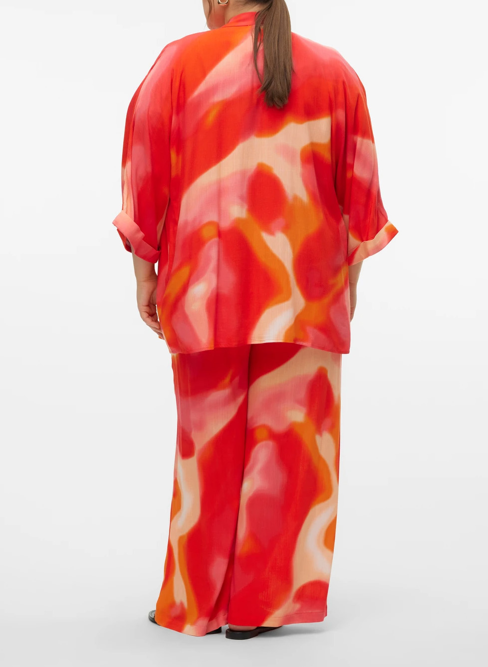 Weiter Cardigan mit Muster VERO MODA CURVE Orange