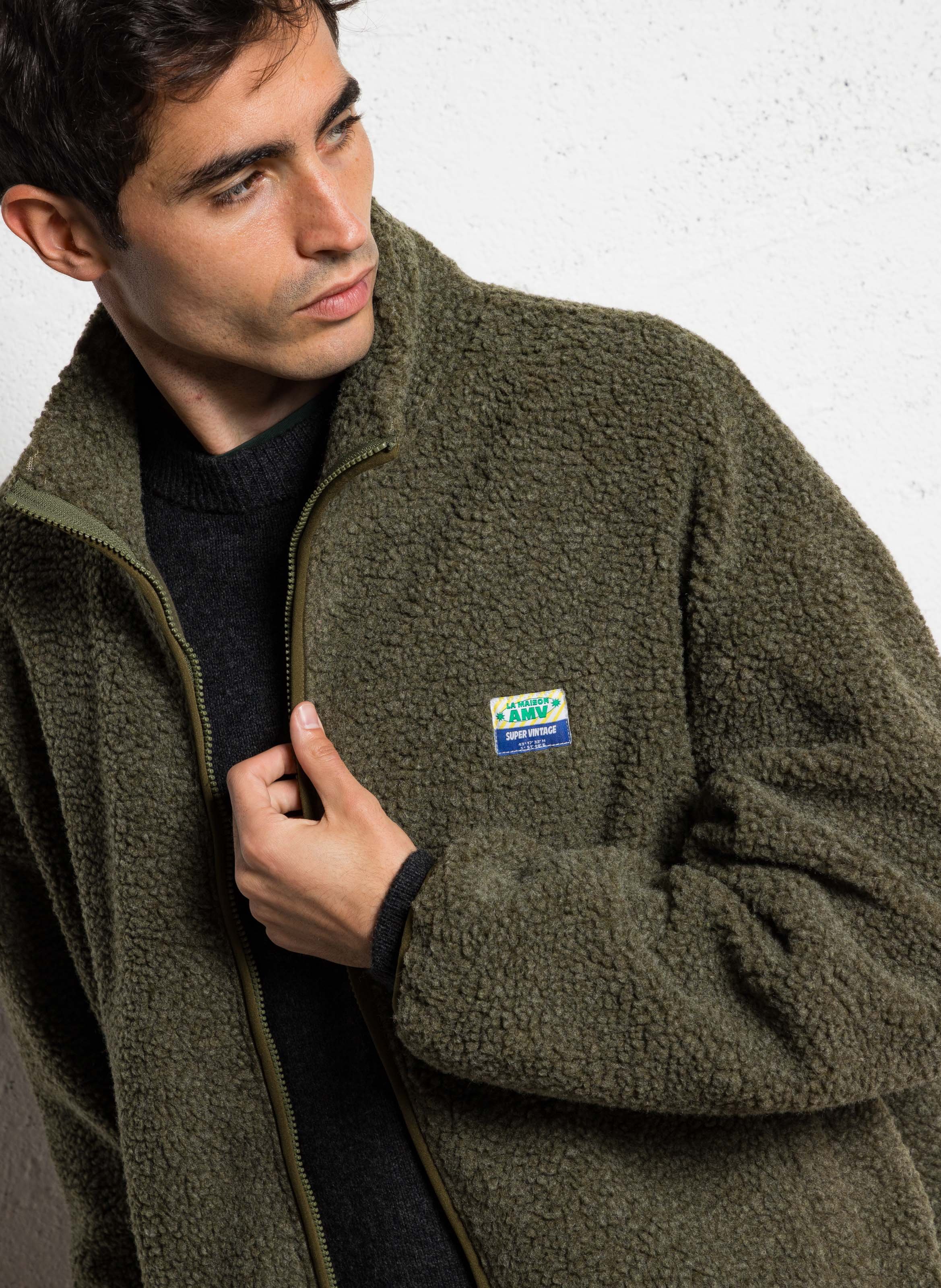 High-neck sherpa jacket AMERICAN VINTAGE Green