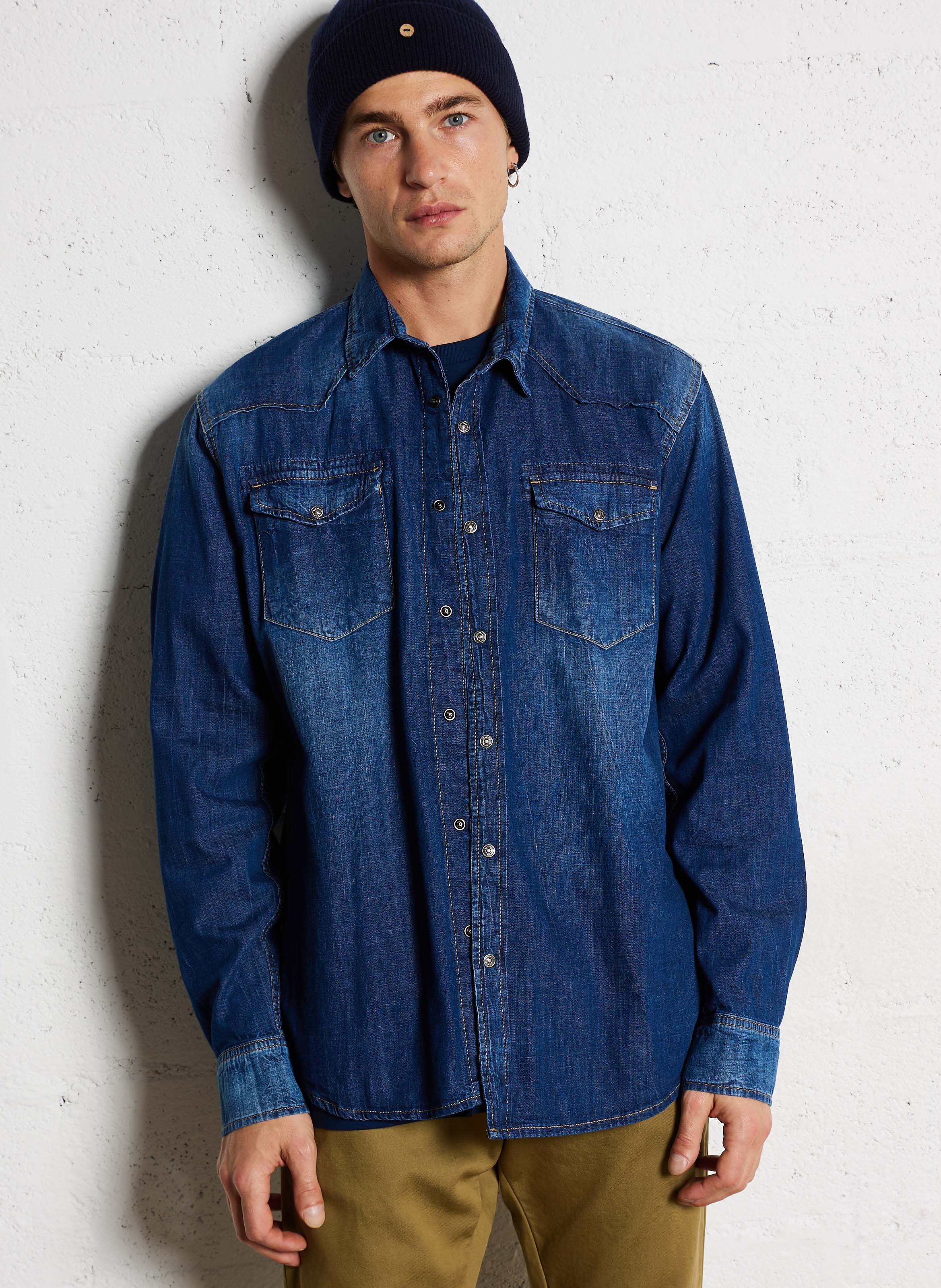 Classic cotton shirt LE TEMPS DES CERISES Blue