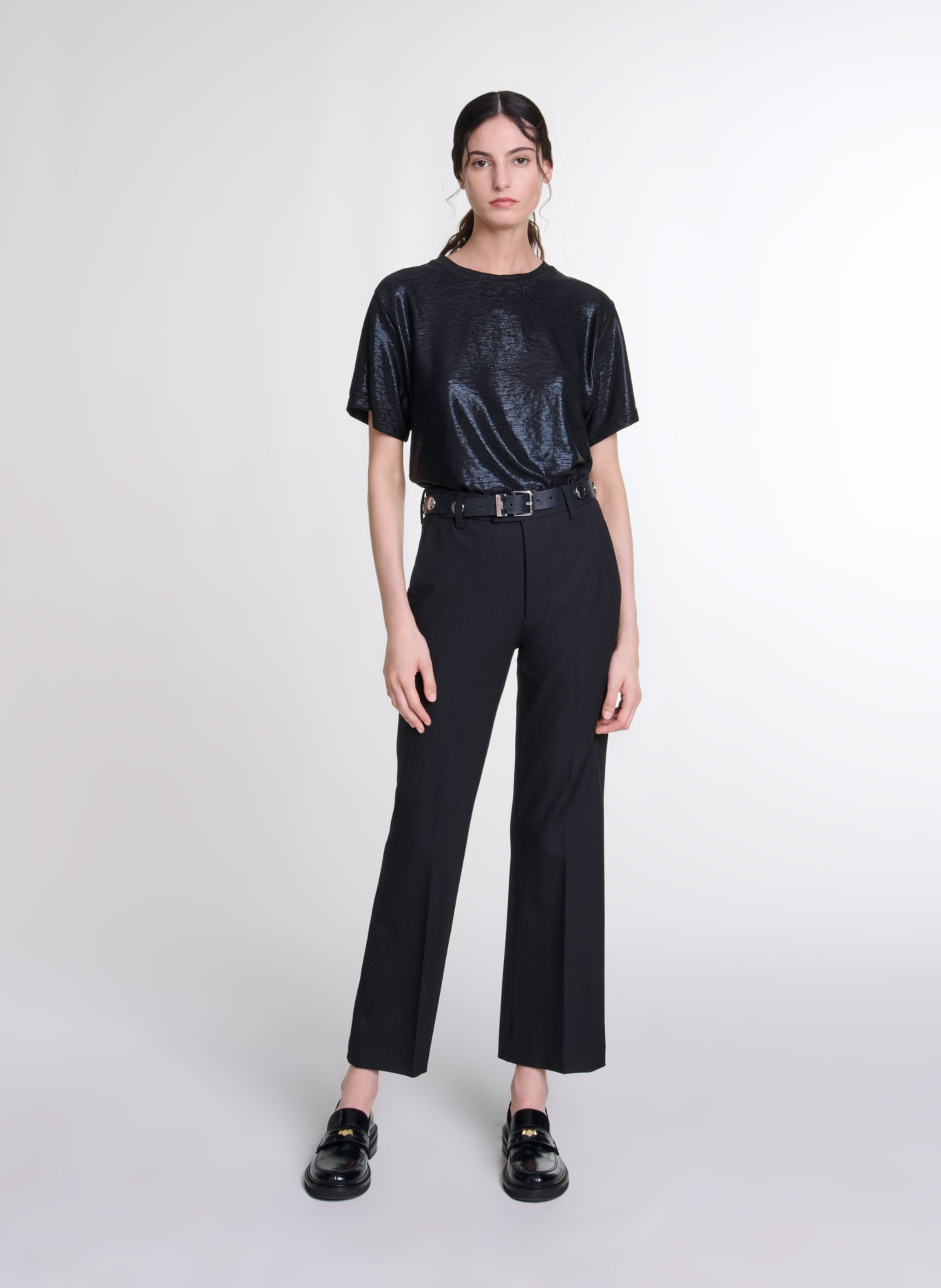 Tee-shirt pailleté MAJE Noir