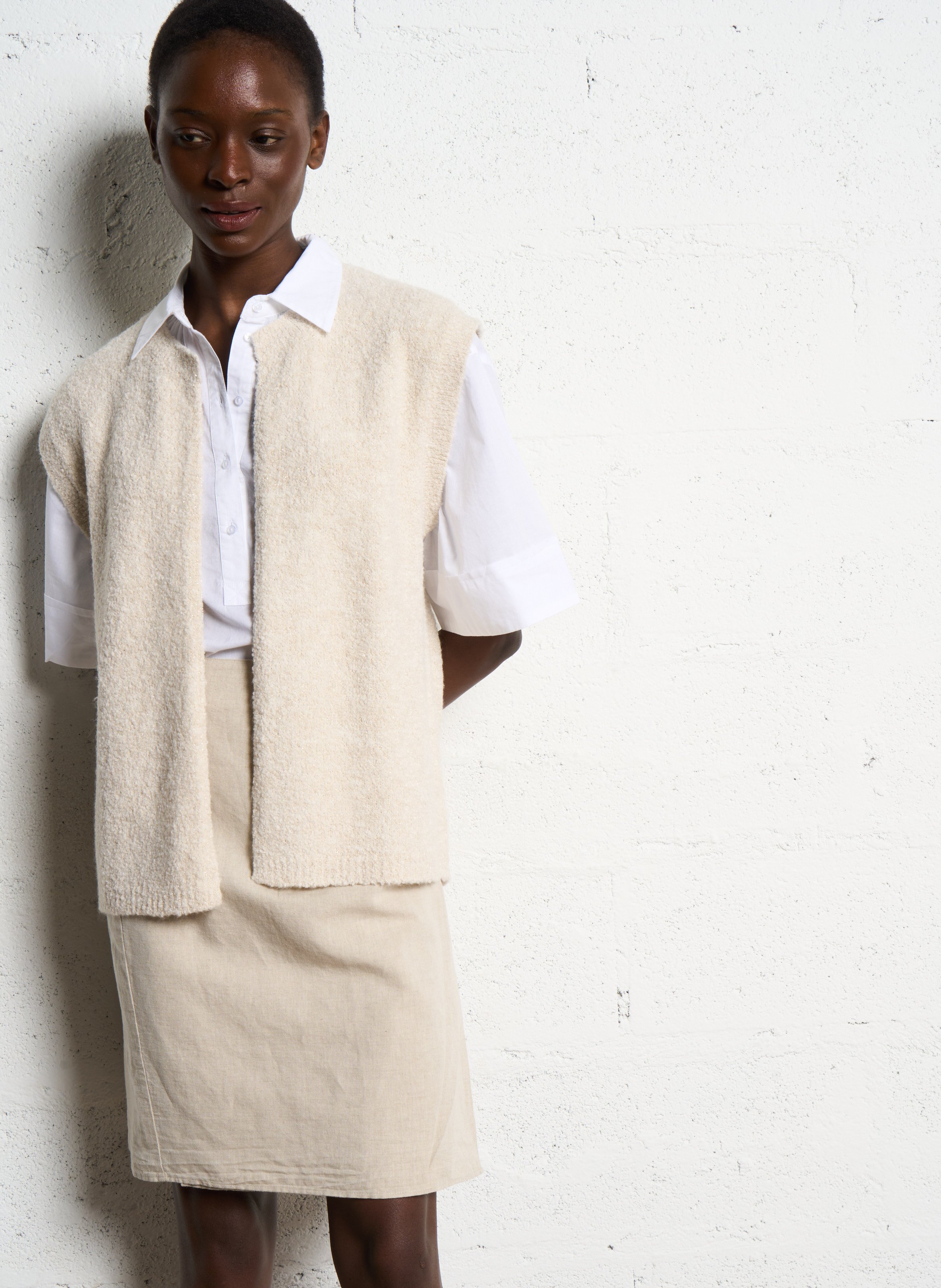 Polka dot vest ONE STEP White