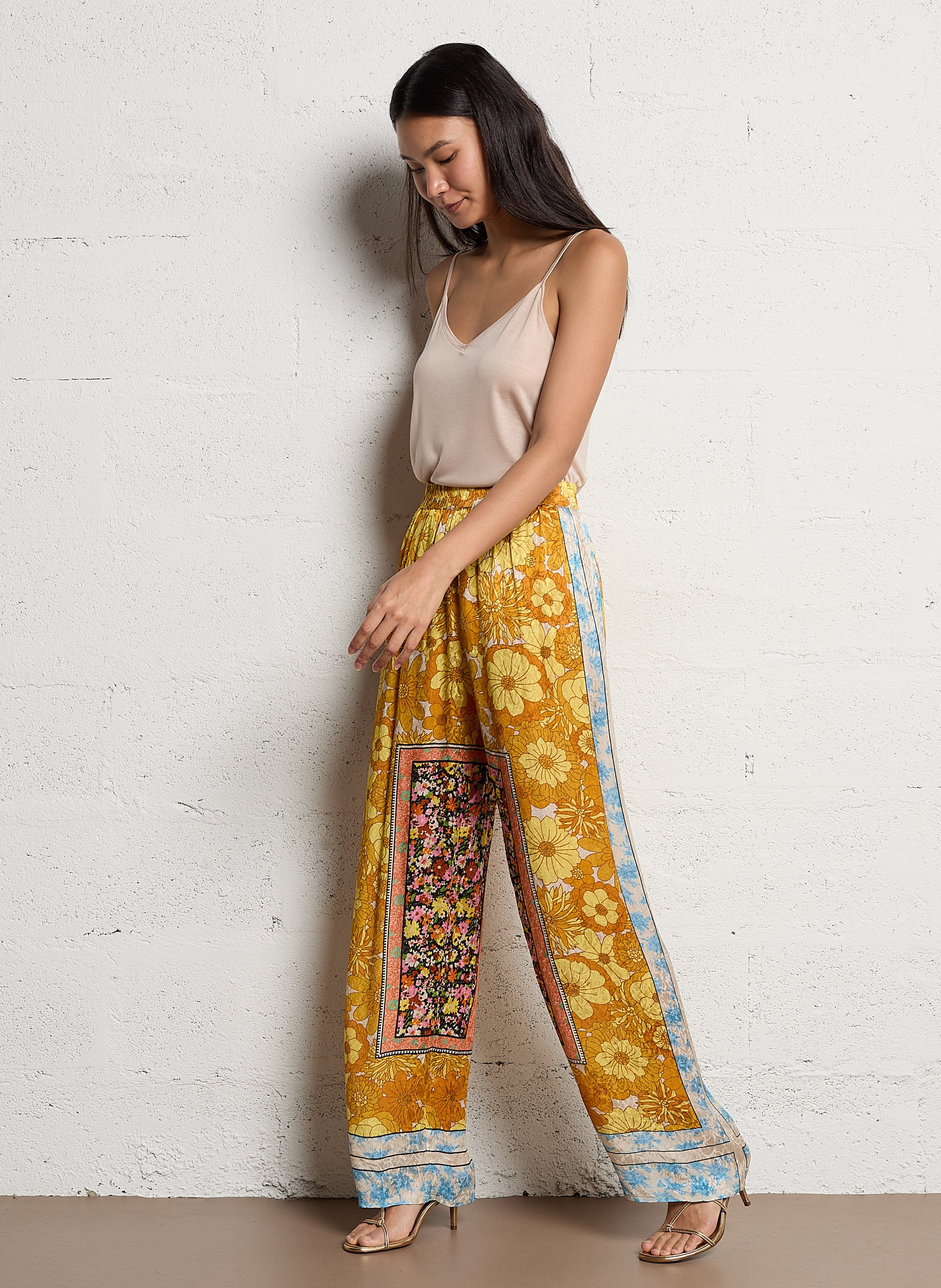 Débardeur droit encolure V MAJESTIC FILATURES Beige