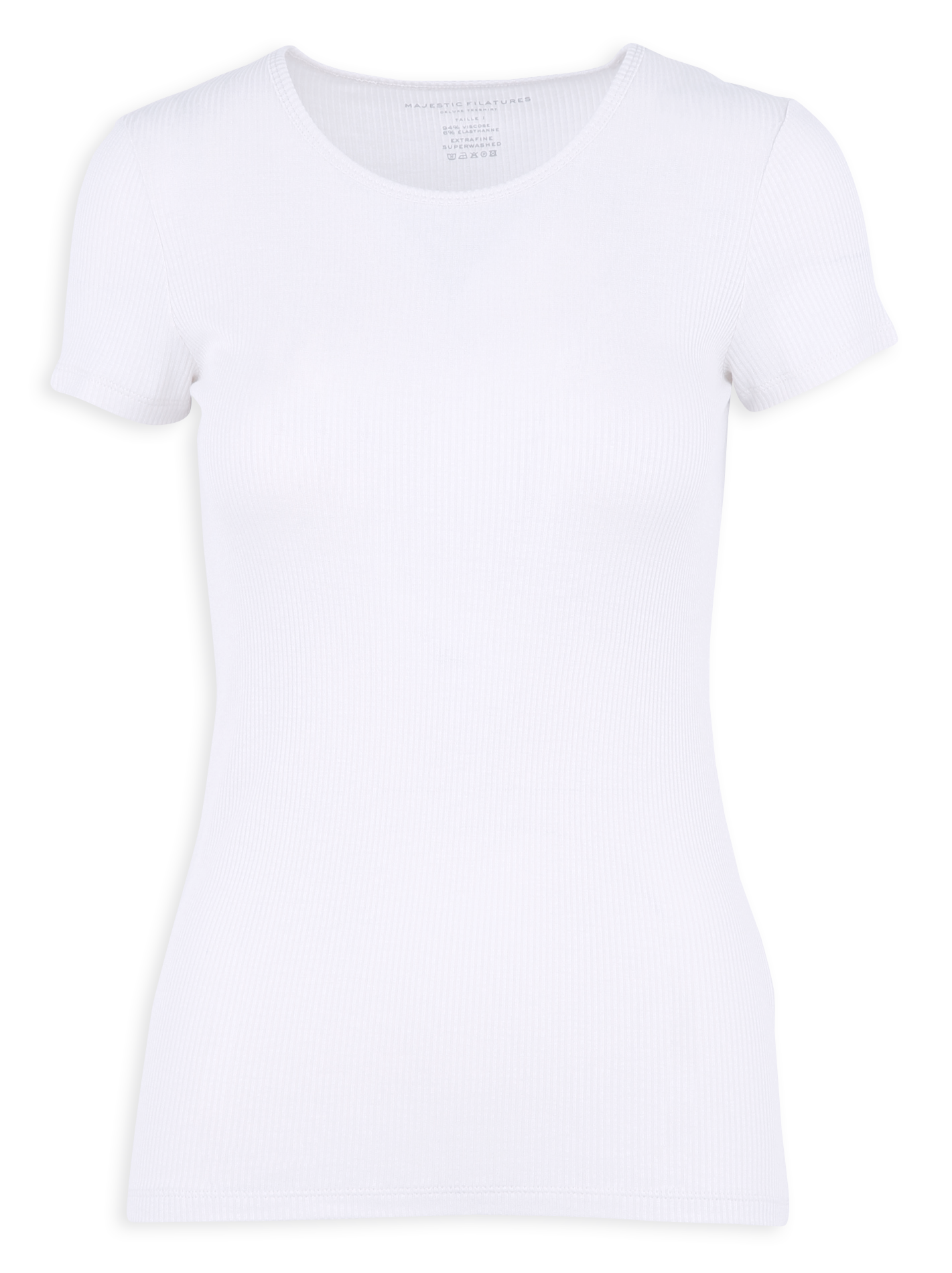 Tee-shirt ajusté côtelé MAJESTIC FILATURES Blanc