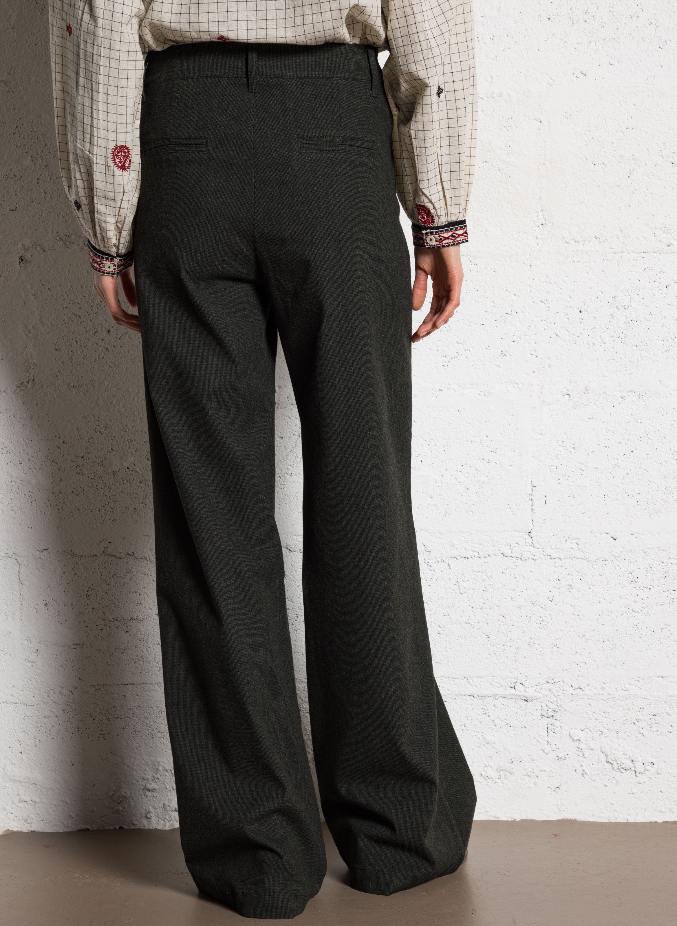 Pantalon droit taille haute jacquard MAISON HOTEL Noir