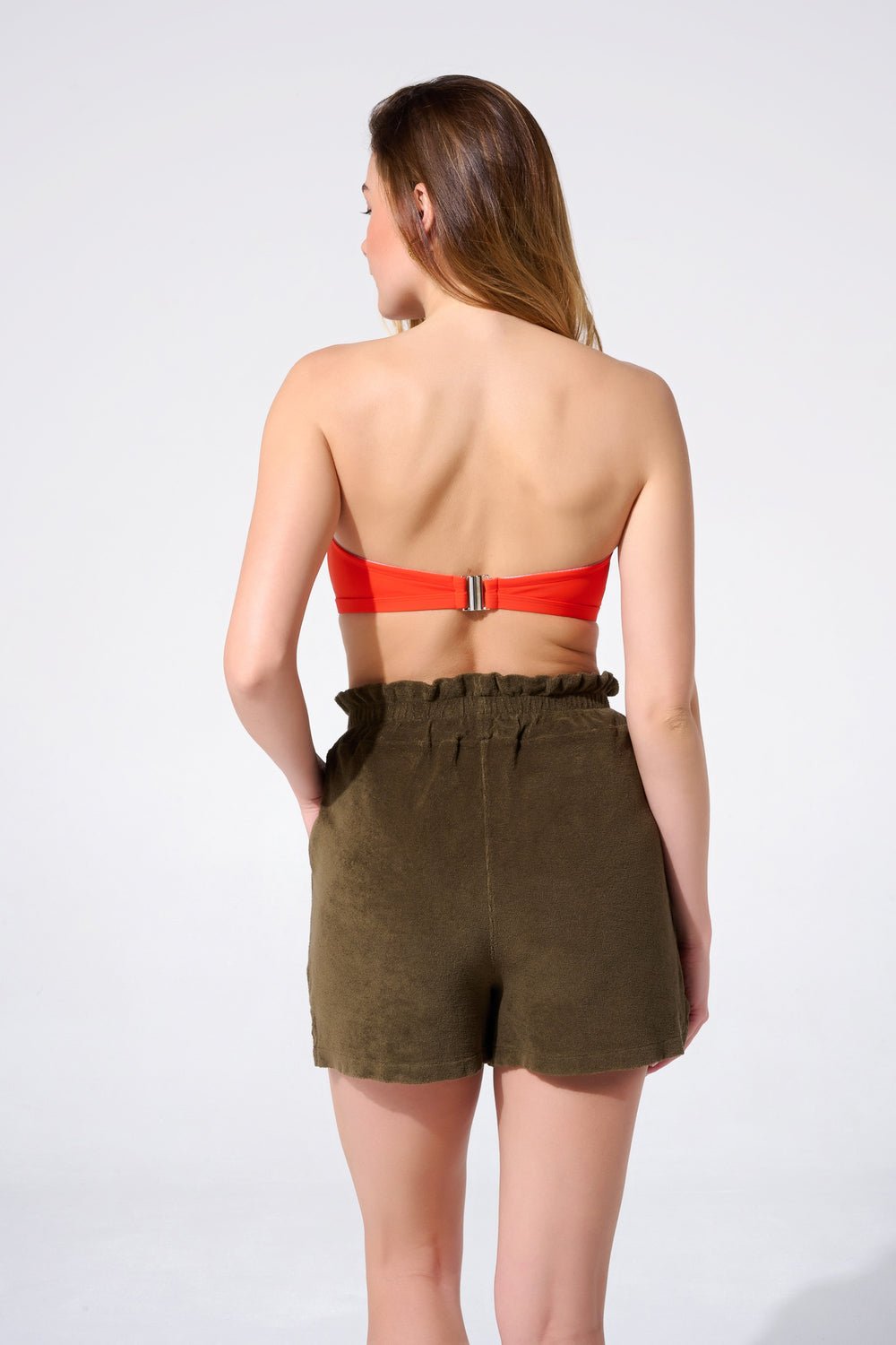 Plain swim shorts with elasticated waistband APNEE Khaki