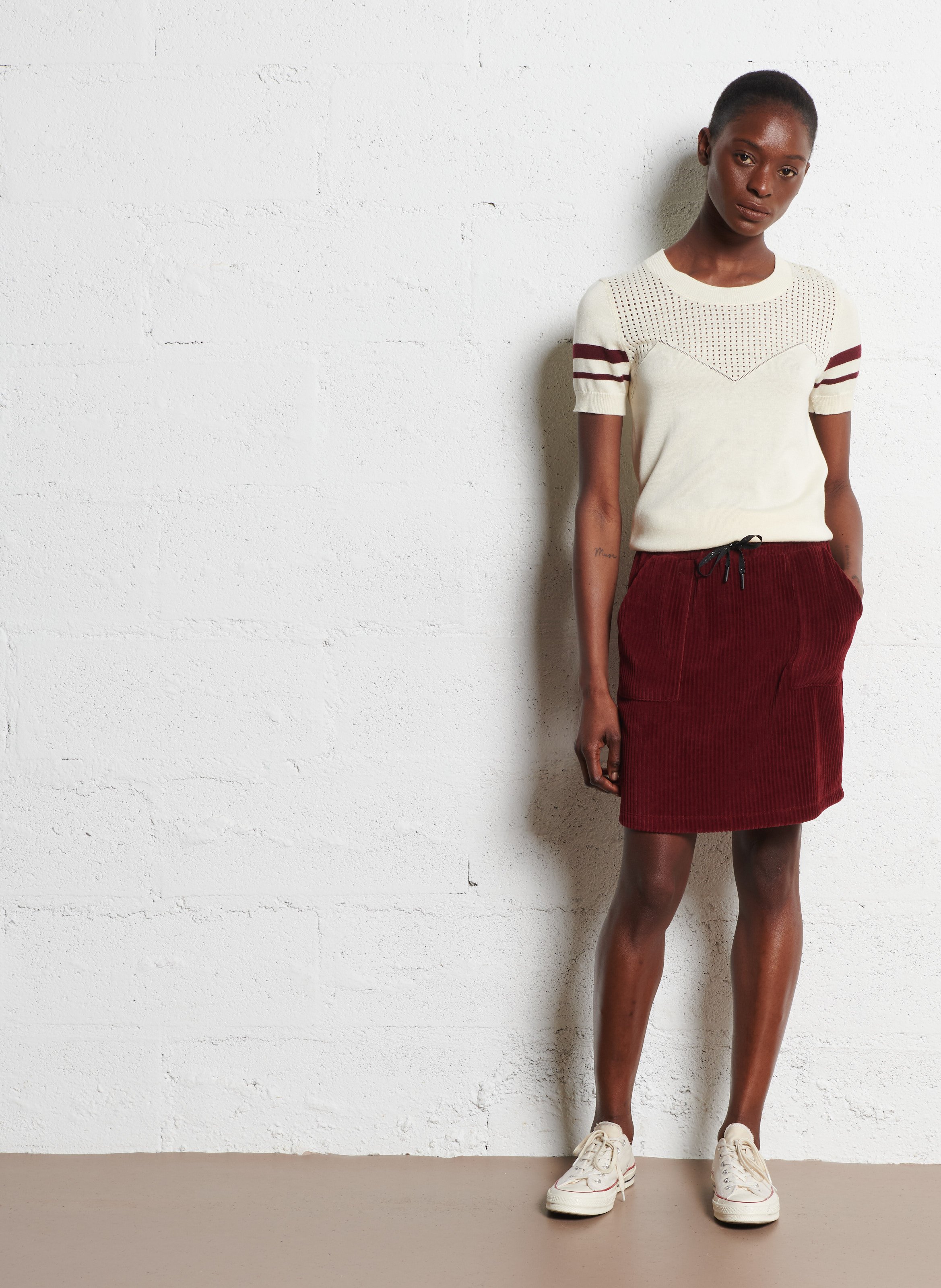 Pull ajusté en maille I CODE Blanc