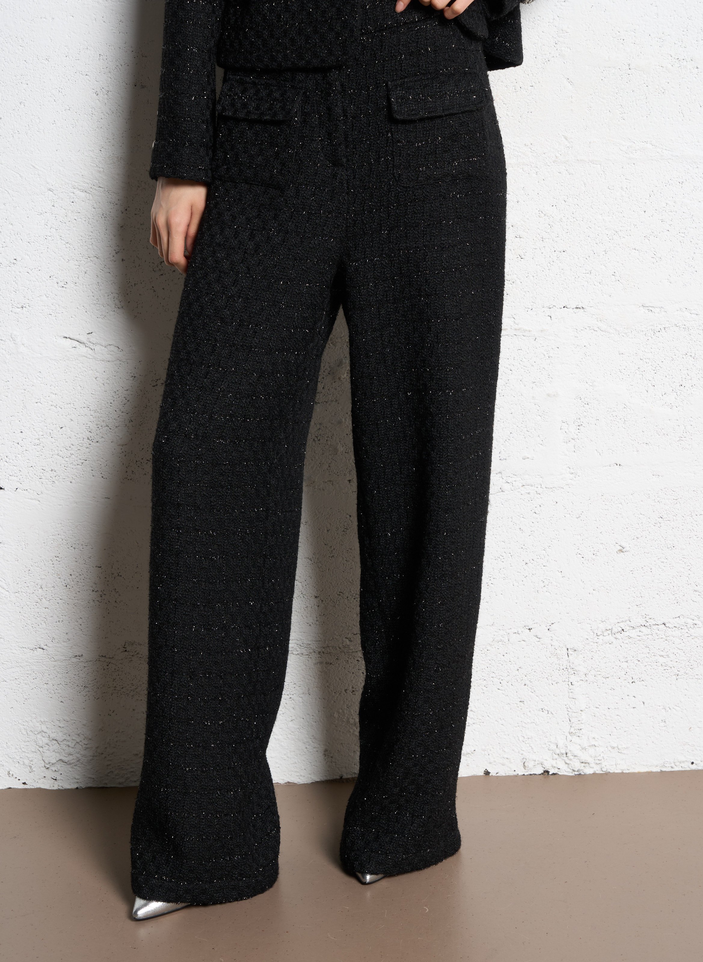 Pantalon large aspect tweed SUNCOO Noir