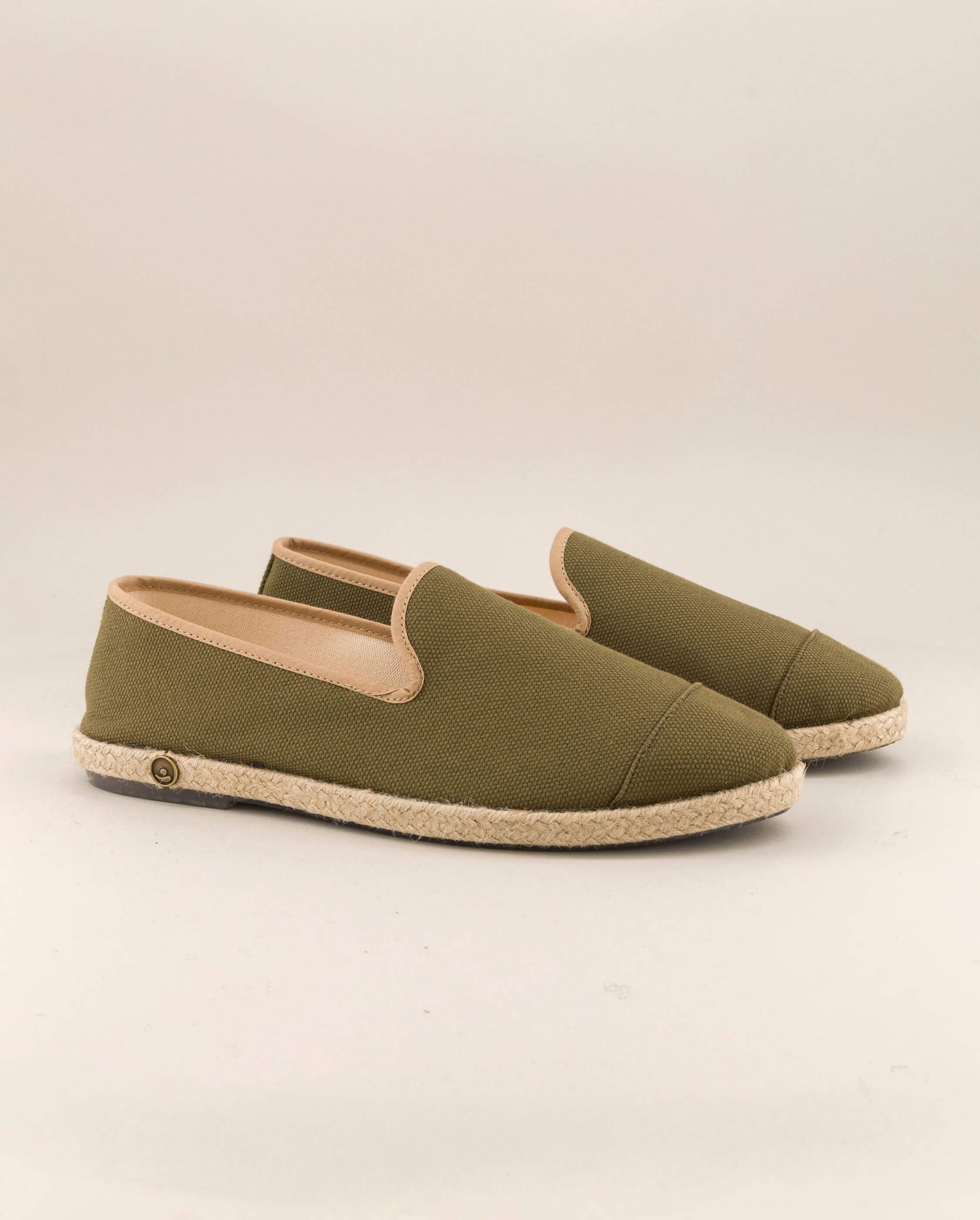 Men's cotton espadrilles, olive beige ANGARDE Green