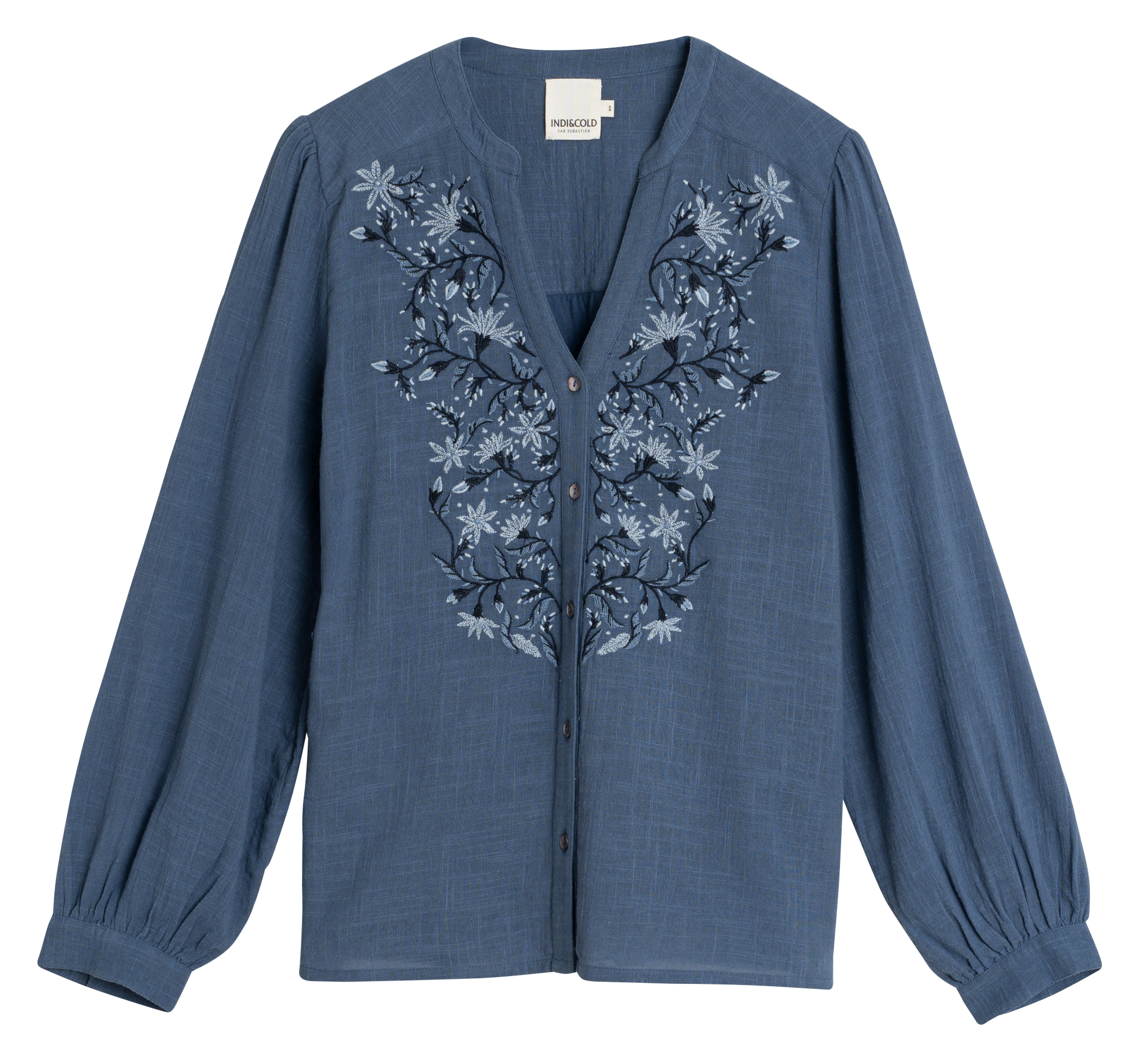 V-neck checked shirt INDI & COLD Blue