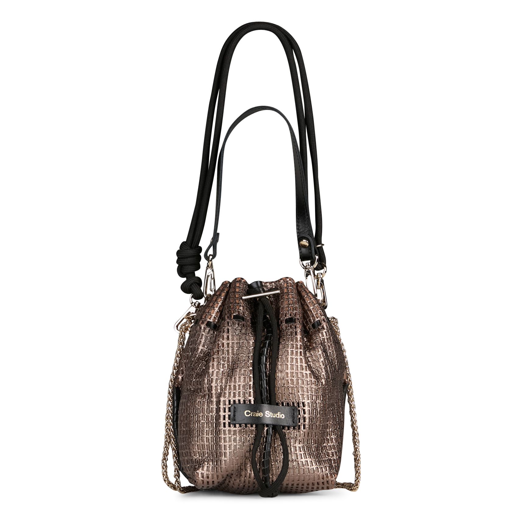 Sac bourse porté main en cuir ajouré CRAIE STUDIO Doré