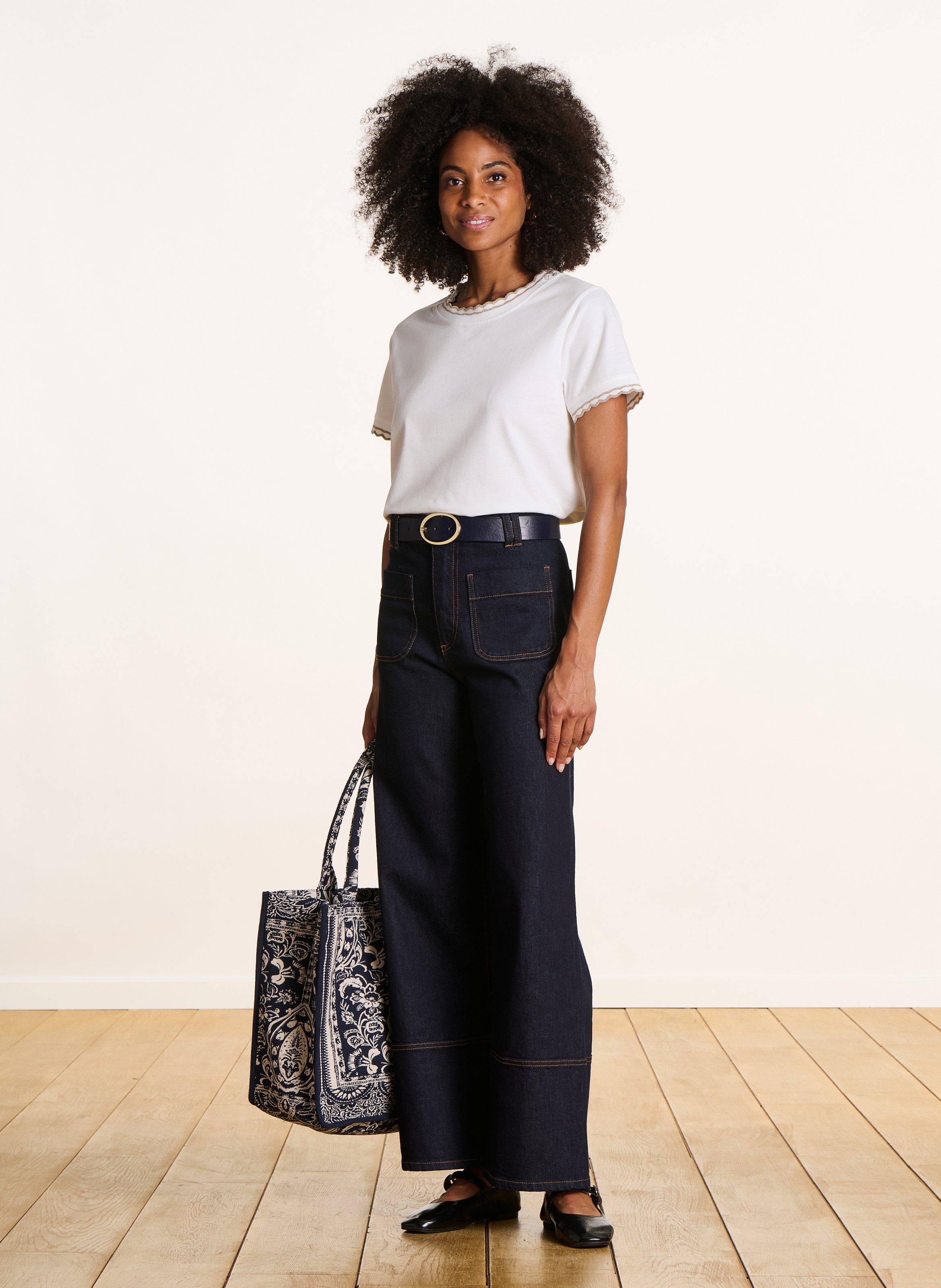 Straight-cut organic cotton T-shirt LA FEE MARABOUTEE White