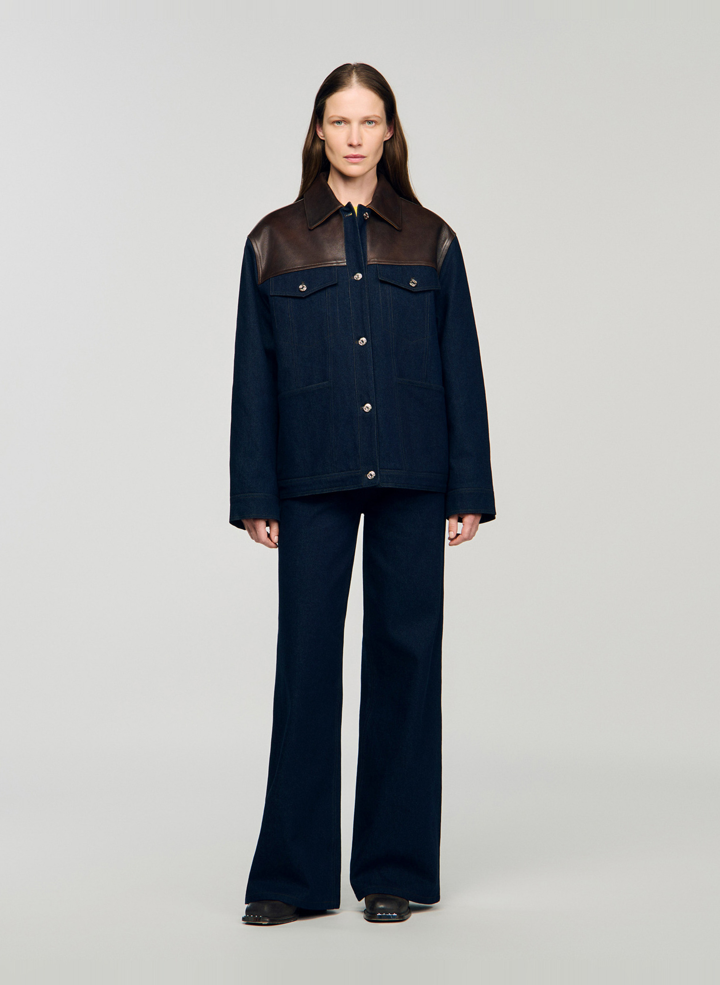 Jeansjasje met klassieke kraag SANDRO Blauw