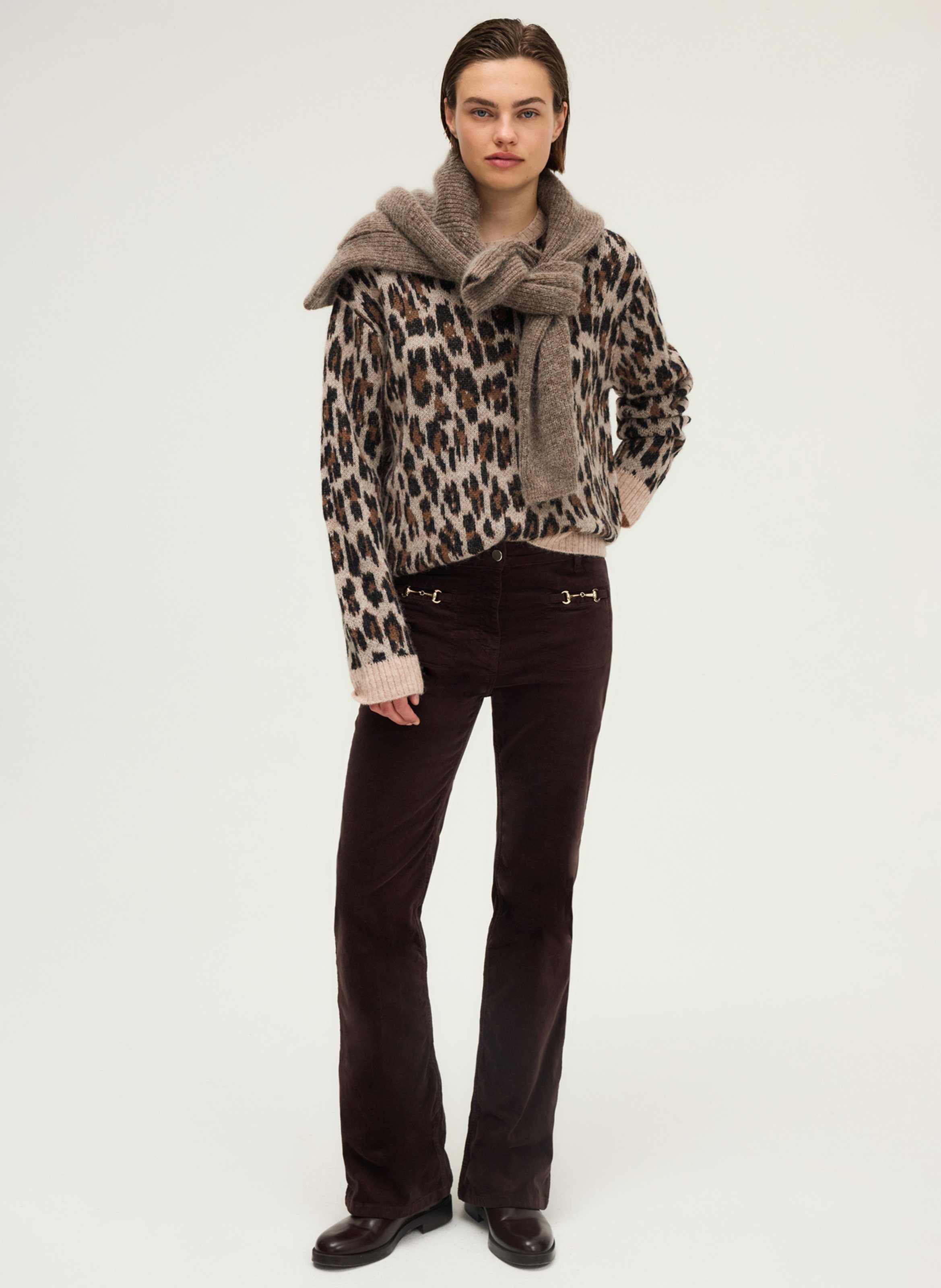 Flared velvet pants PABLO Brown