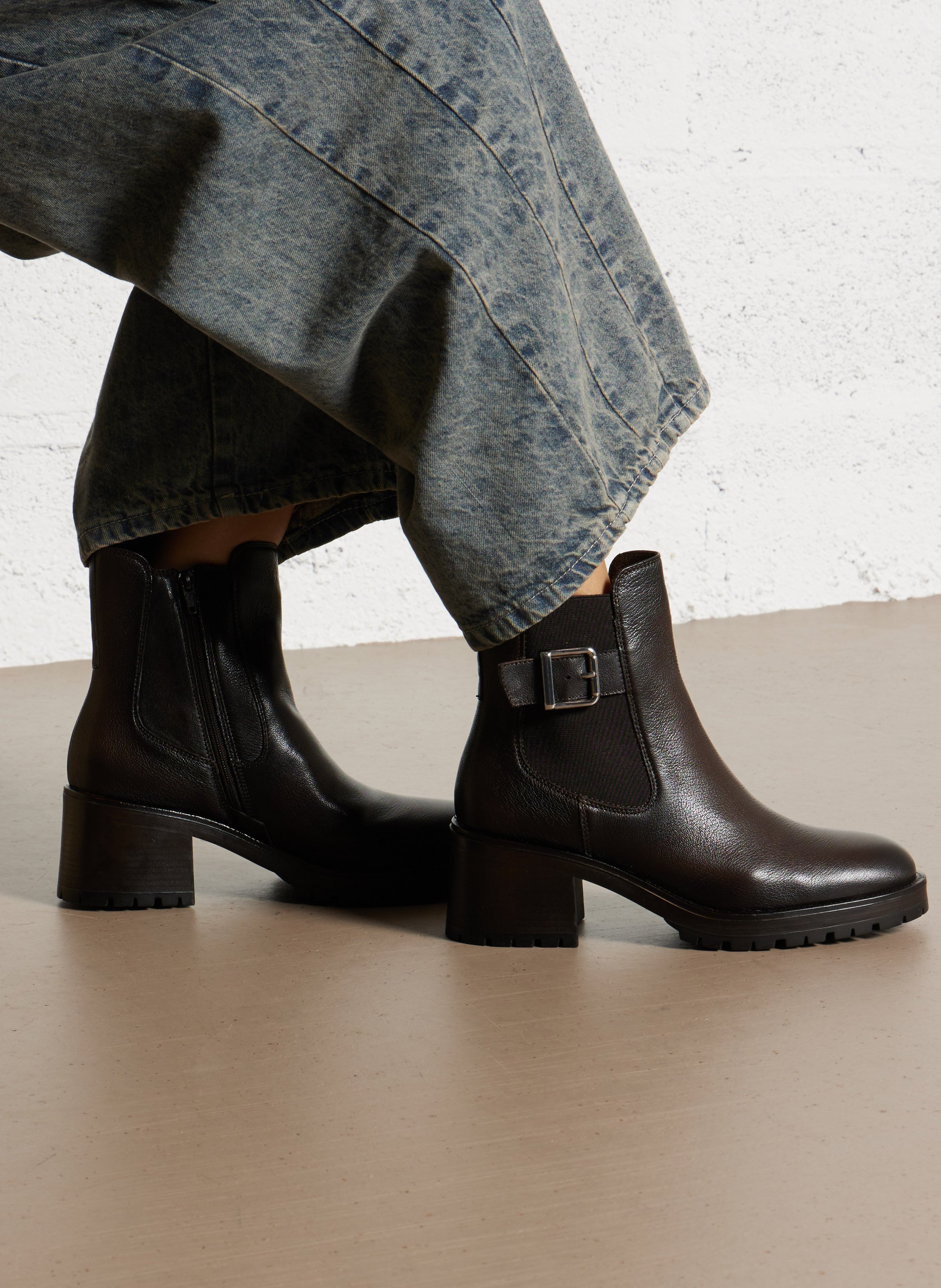 Bottines à talons en cuir JB MARTIN Marron