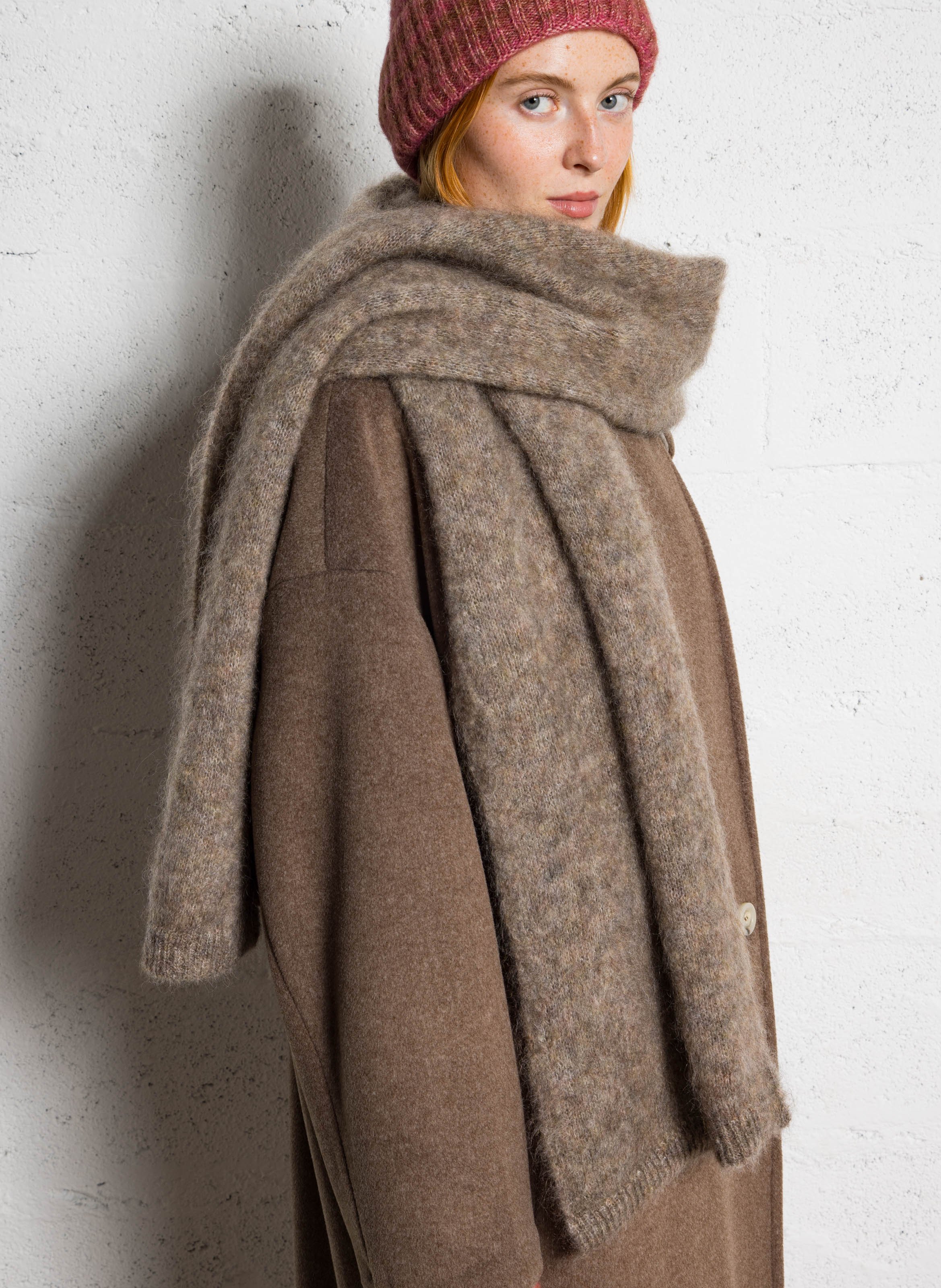 Plain wool-mix scarf  DES PETITS HAUTS Beige