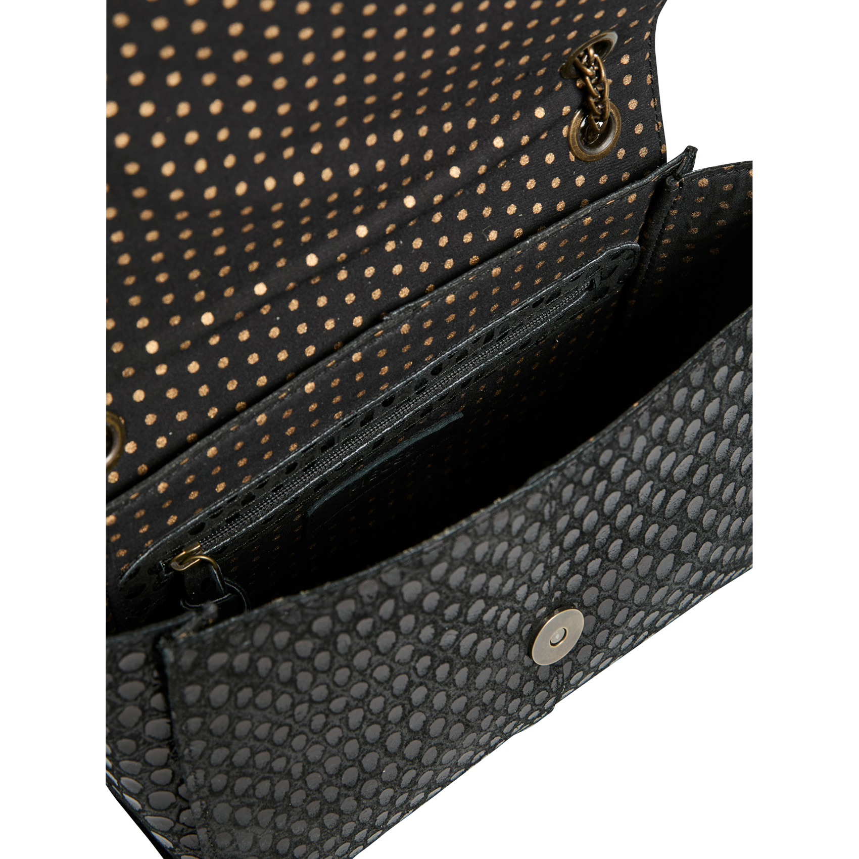 Suede flap shoulder bag with magnetic closure PIECES Black