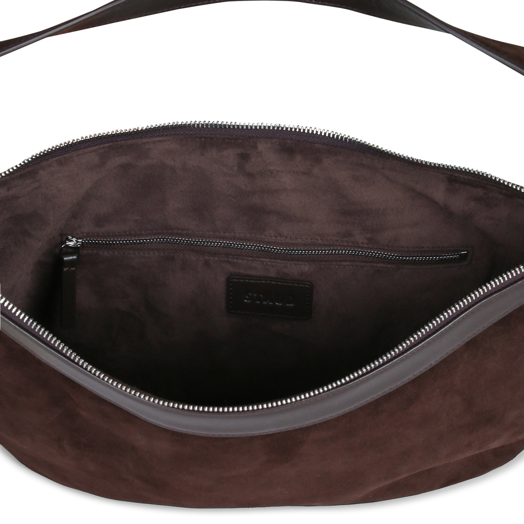 Sac hobo en cuir velours STAUD Marron