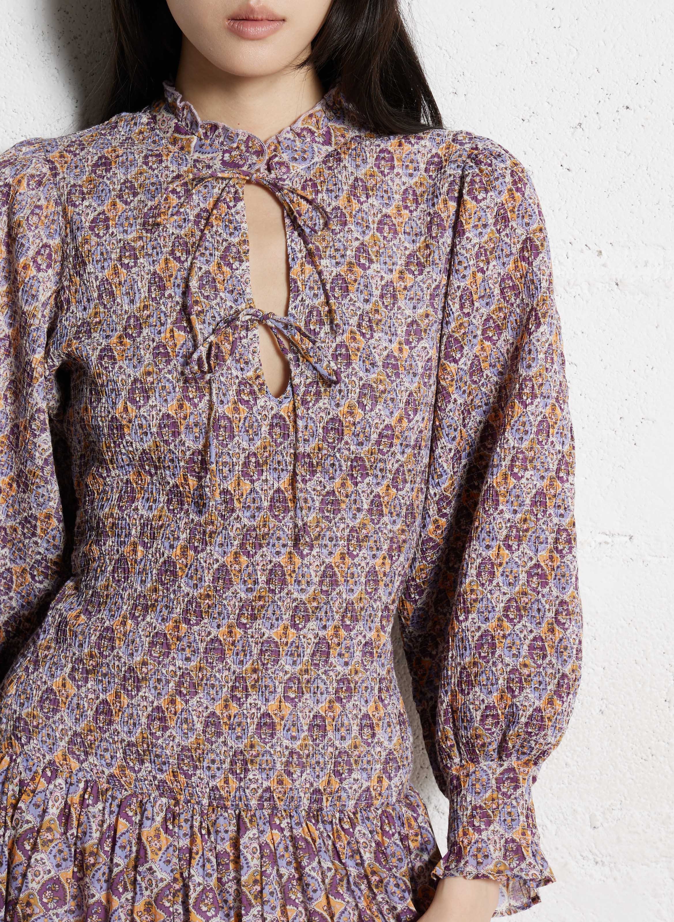 Halflange jurk met ronde hals en print ANTIK BATIK Violet