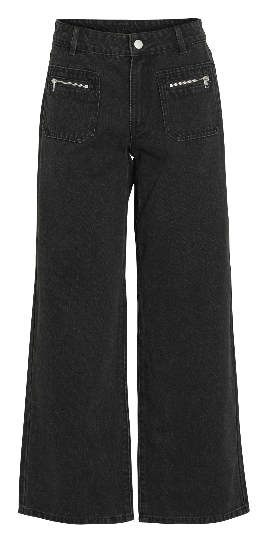 High-waisted wide-leg denim jeans VILA Black
