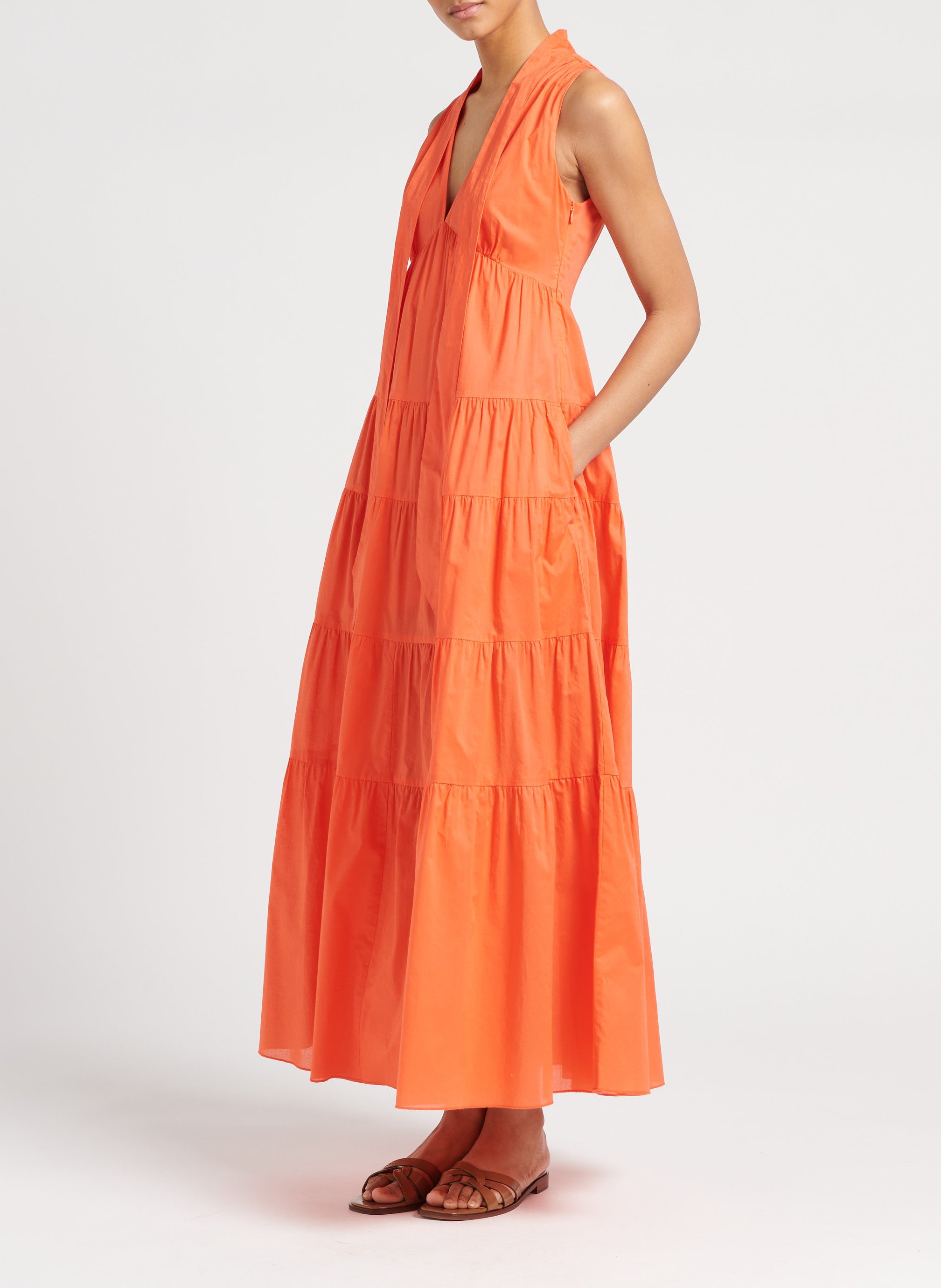 Robe longue col V en coton  MAX&Co. Orange