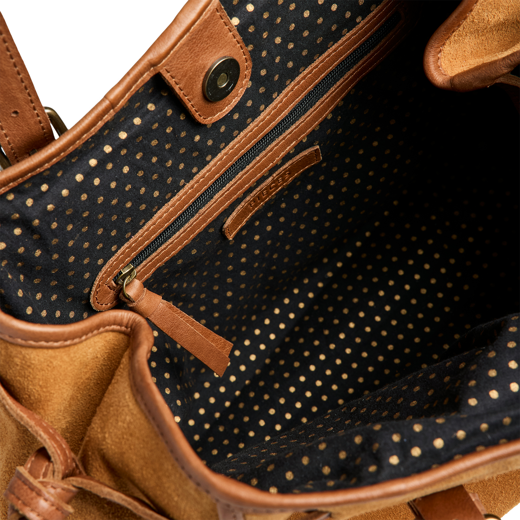 Sac porté épaule en daim PIECES Marron