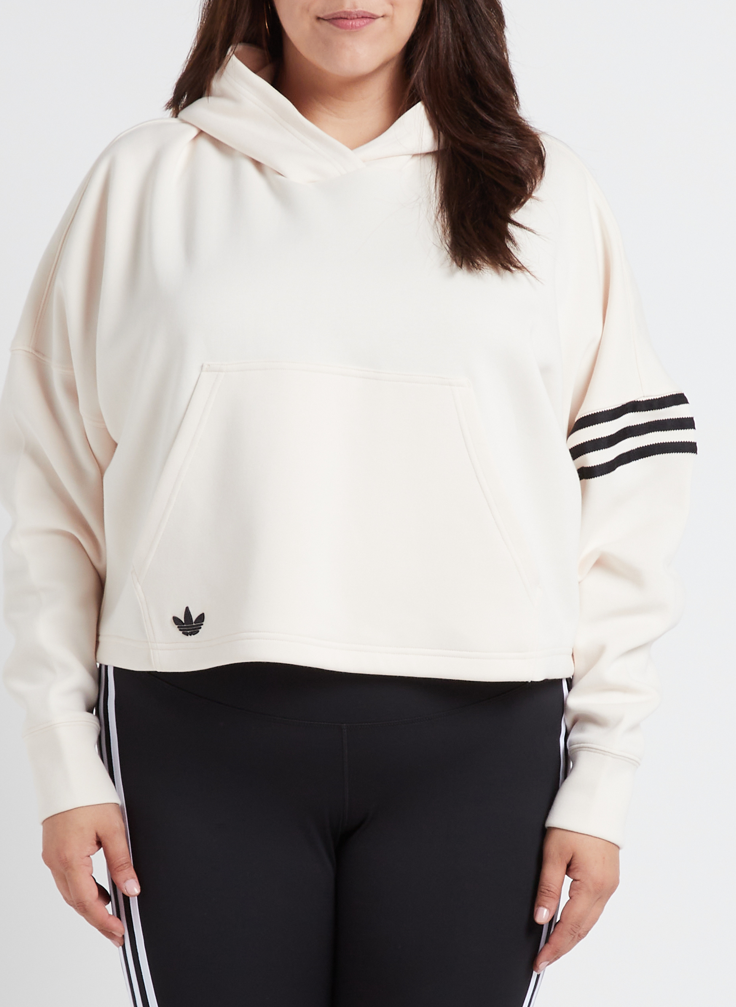 Kurzes Kapuzensweatshirt ADIDAS Beige