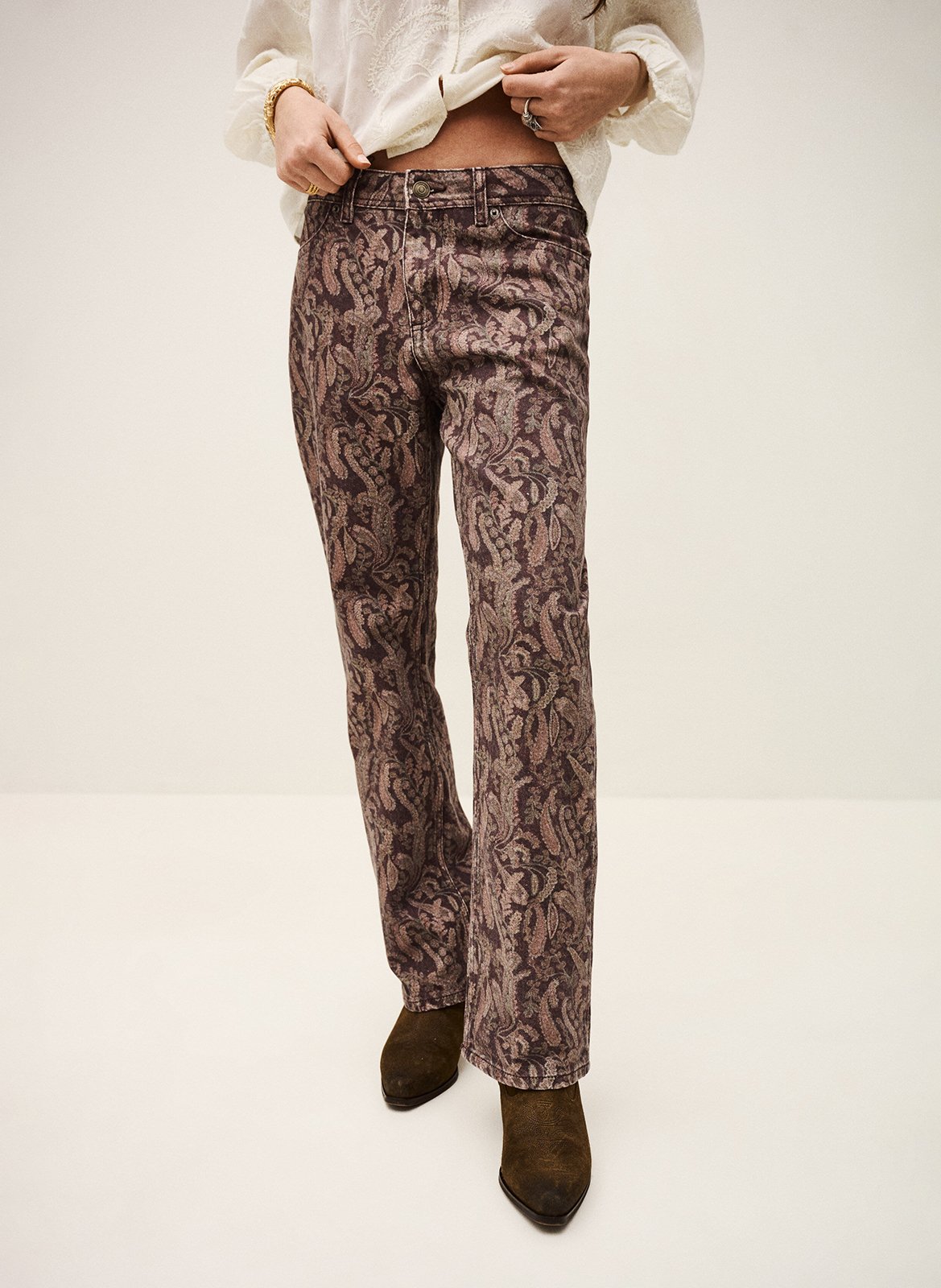 Pantalon droit imprimé BA&SH Marron