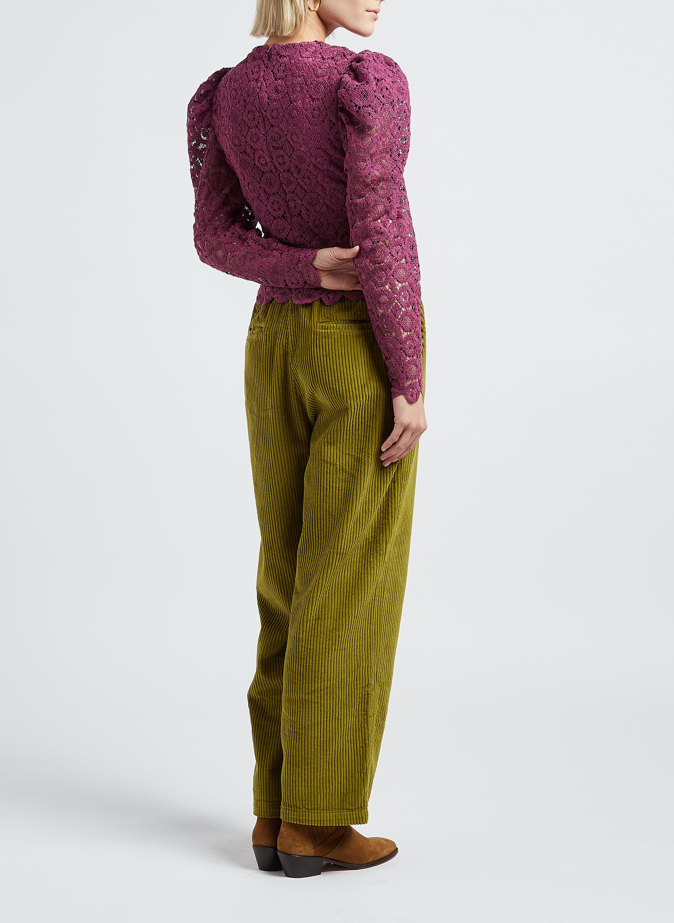 Gerade geschnittenes Rundhals-Bluse aus Spitze THE NEW SOCIETY Rosa