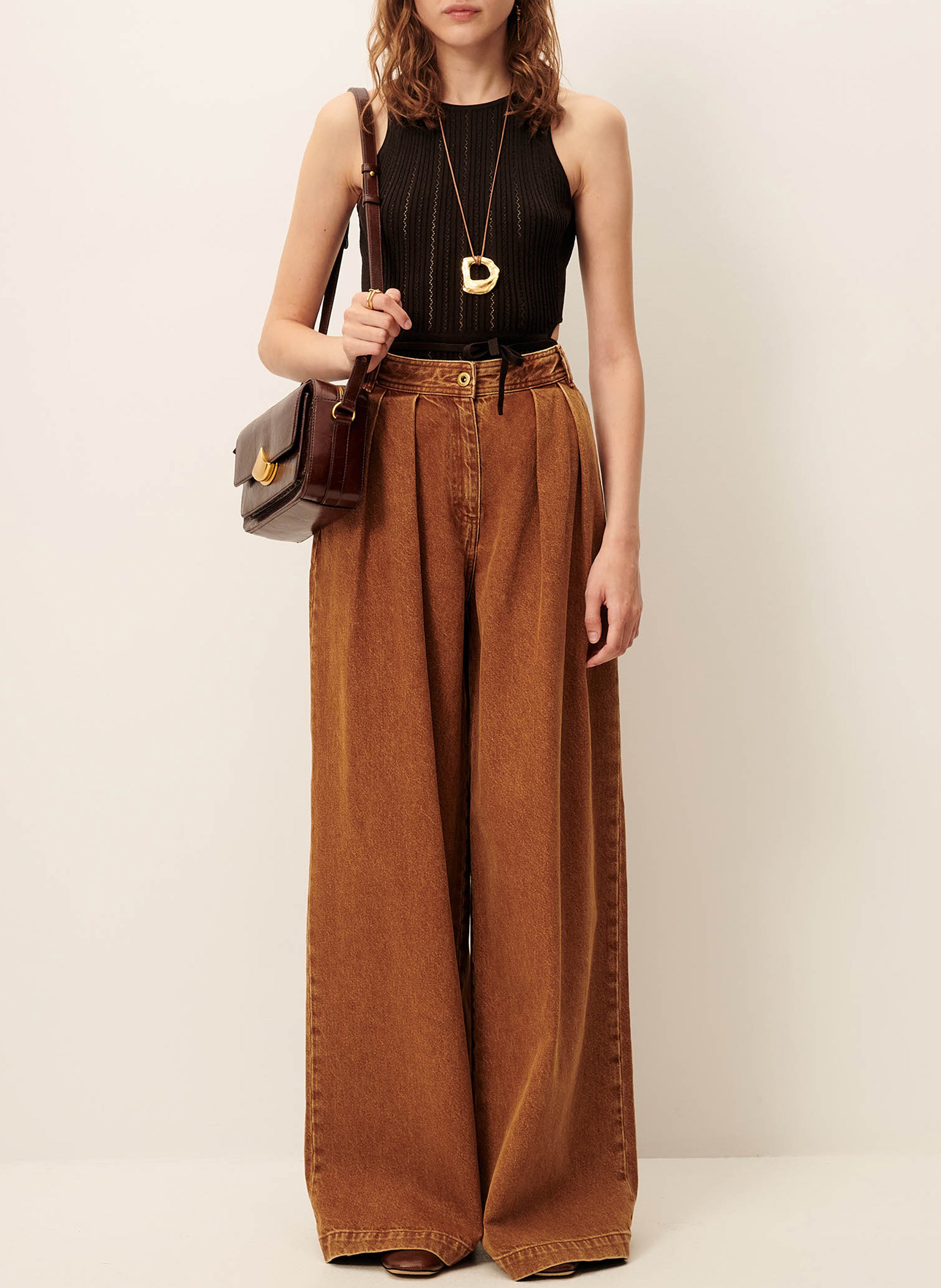 Body col rond en coton SESSUN Marron